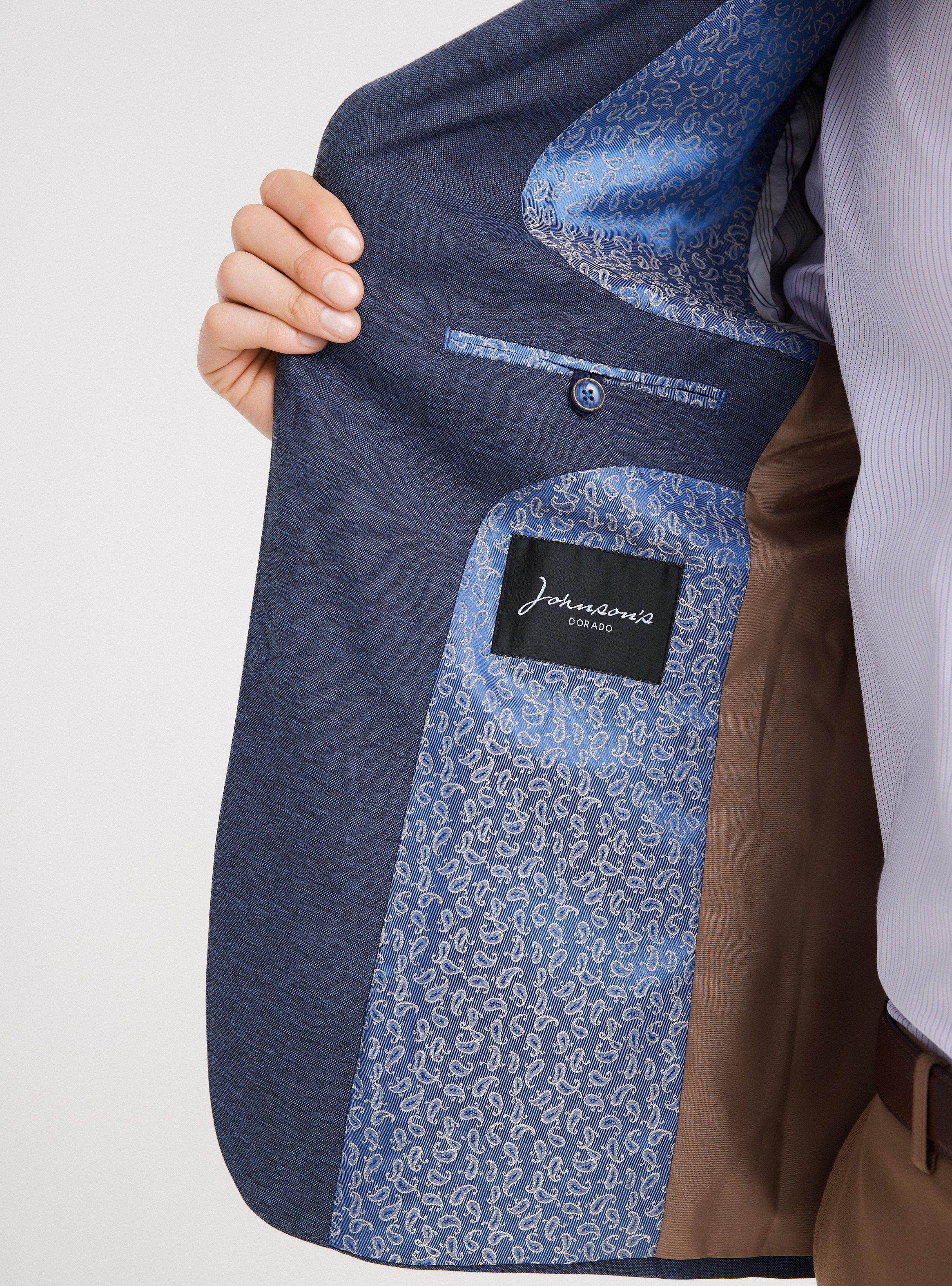Vestón Recto Slim Fit Tela de Lino Espigado de Johnson Dorado - Vista 4