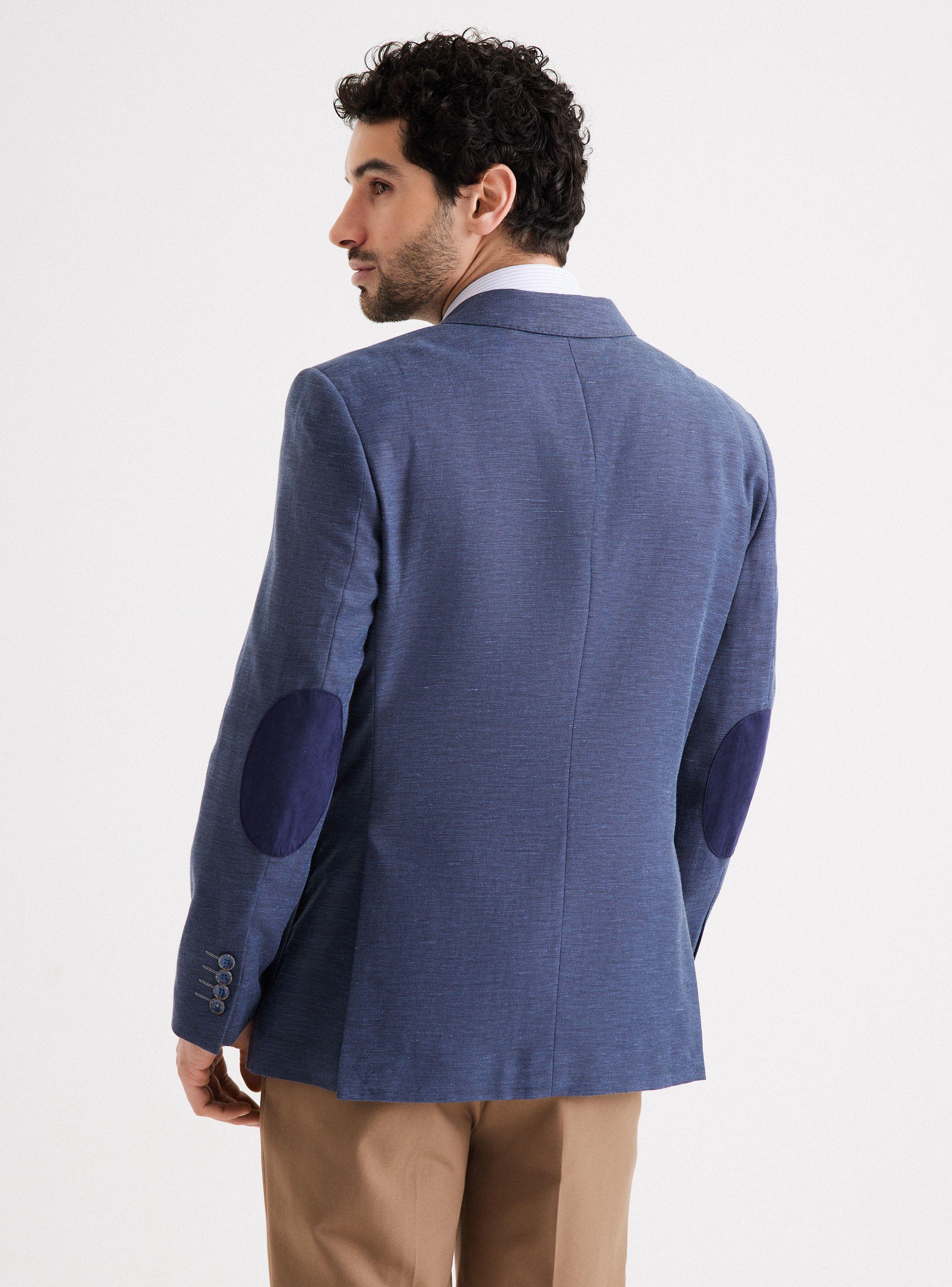 Vestón Recto Slim Fit Tela de Lino Espigado de Johnson Dorado - Vista 2