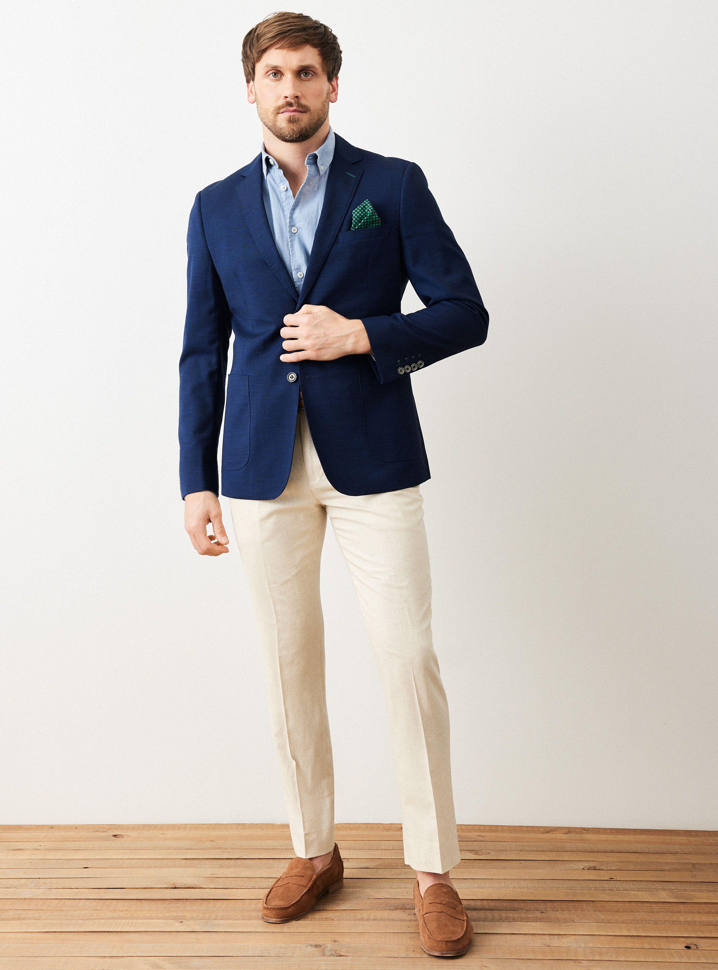 Vestón Recto Slim Fit Azul Marino-4