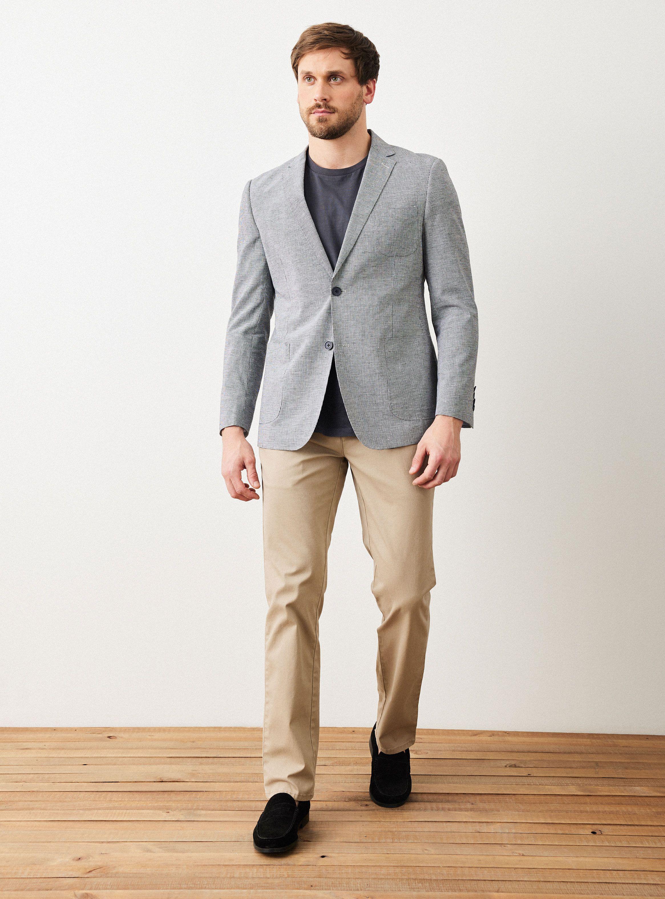 Vestón Recto Slim Fit Tela Algodón-4
