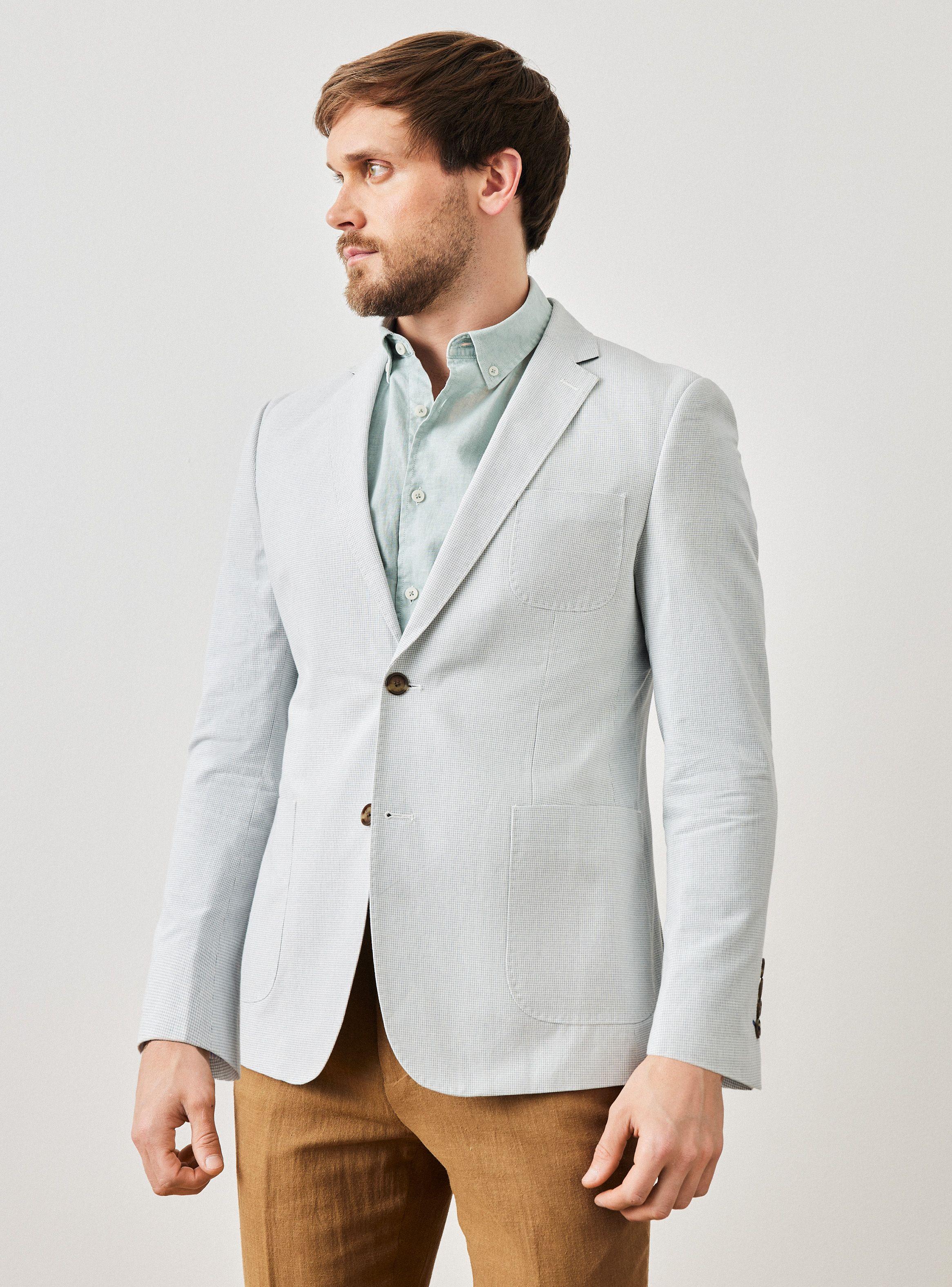 Vestón Recto Slim Fit Tela Algodón-0