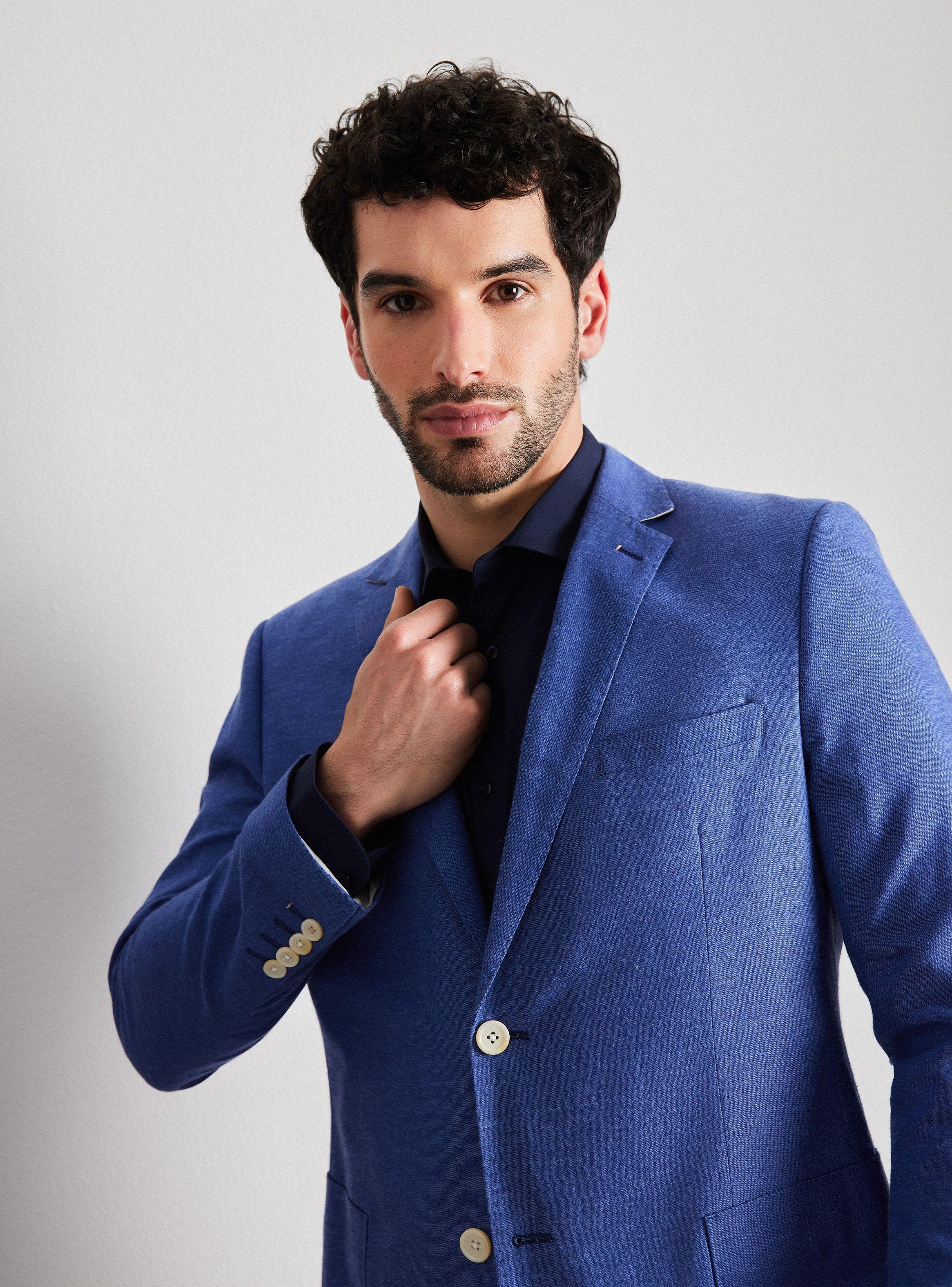 Vestón Recto Tela con Lino y Poliéster Slim Fit-2