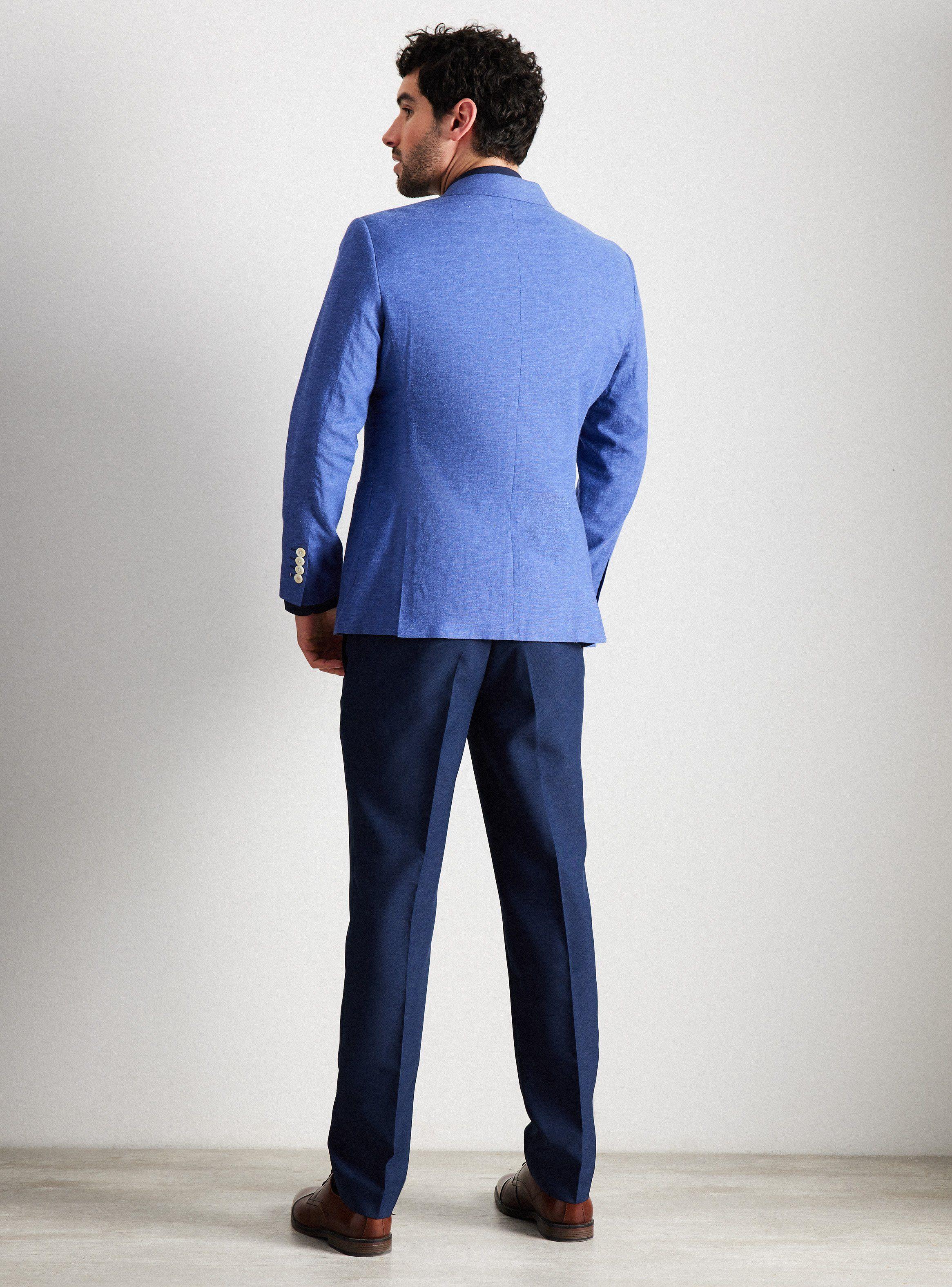 Vestón Recto Tela con Lino y Poliéster Slim Fit-5