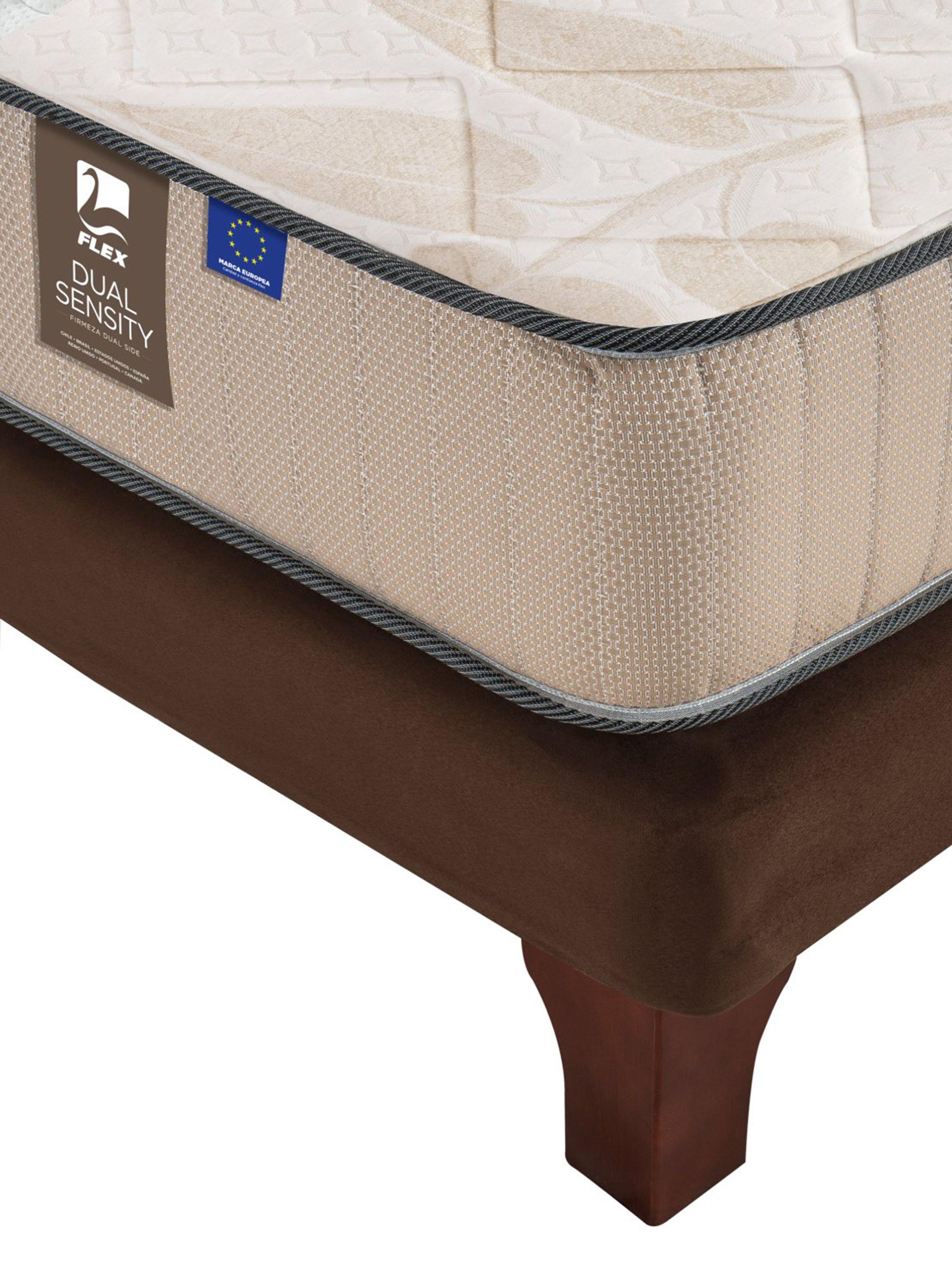 Cama Europea Dual Sensity King Flex + Respaldo + Velador-3