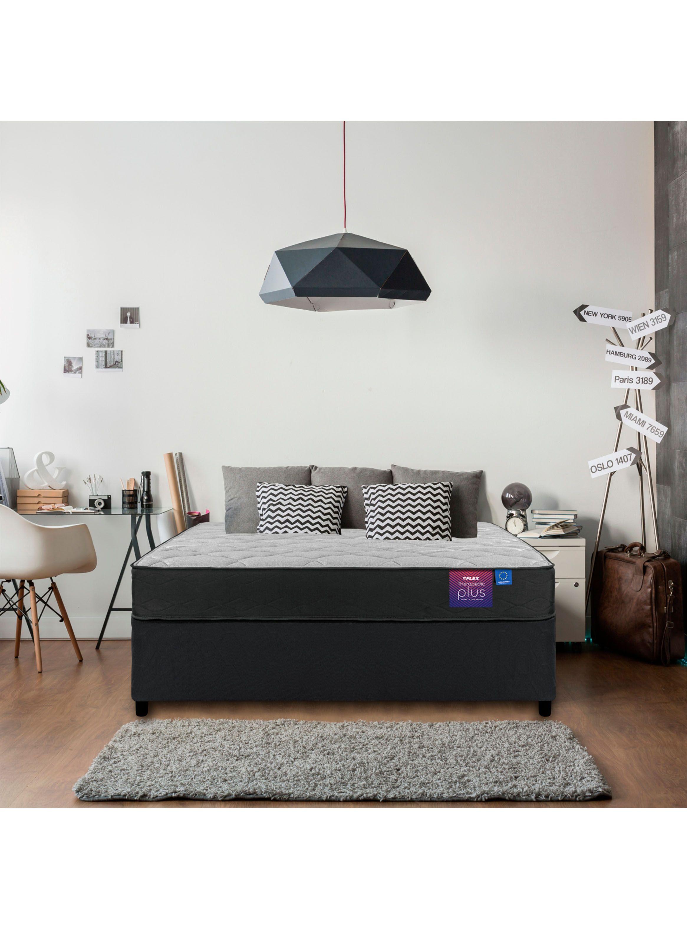 Cama Americana Therapdic Plus 2 Plazas BD +Respaldo+Velador-5