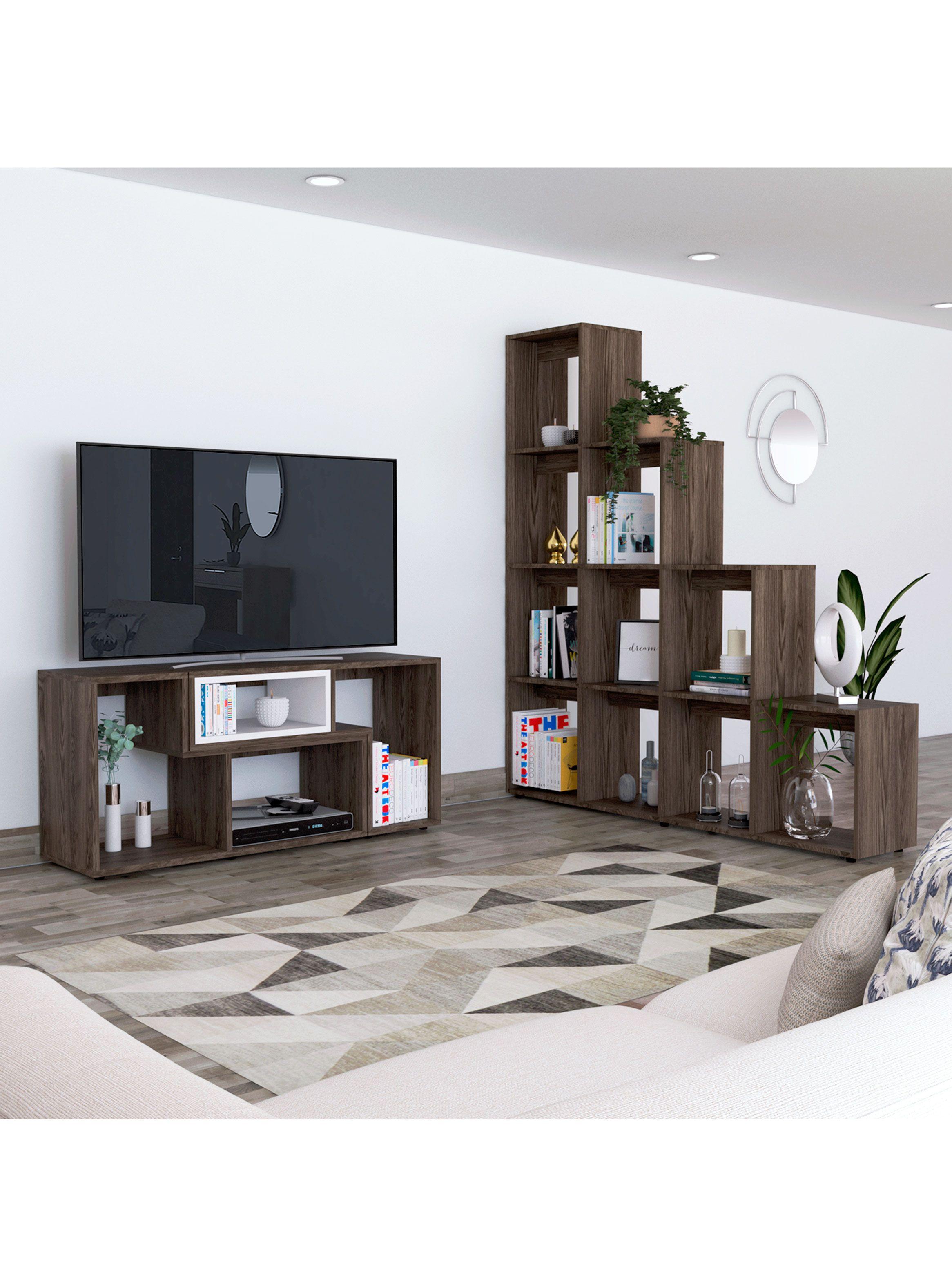 Rack Extensible TV 40" + Biblioteca Escalera TuHome-4