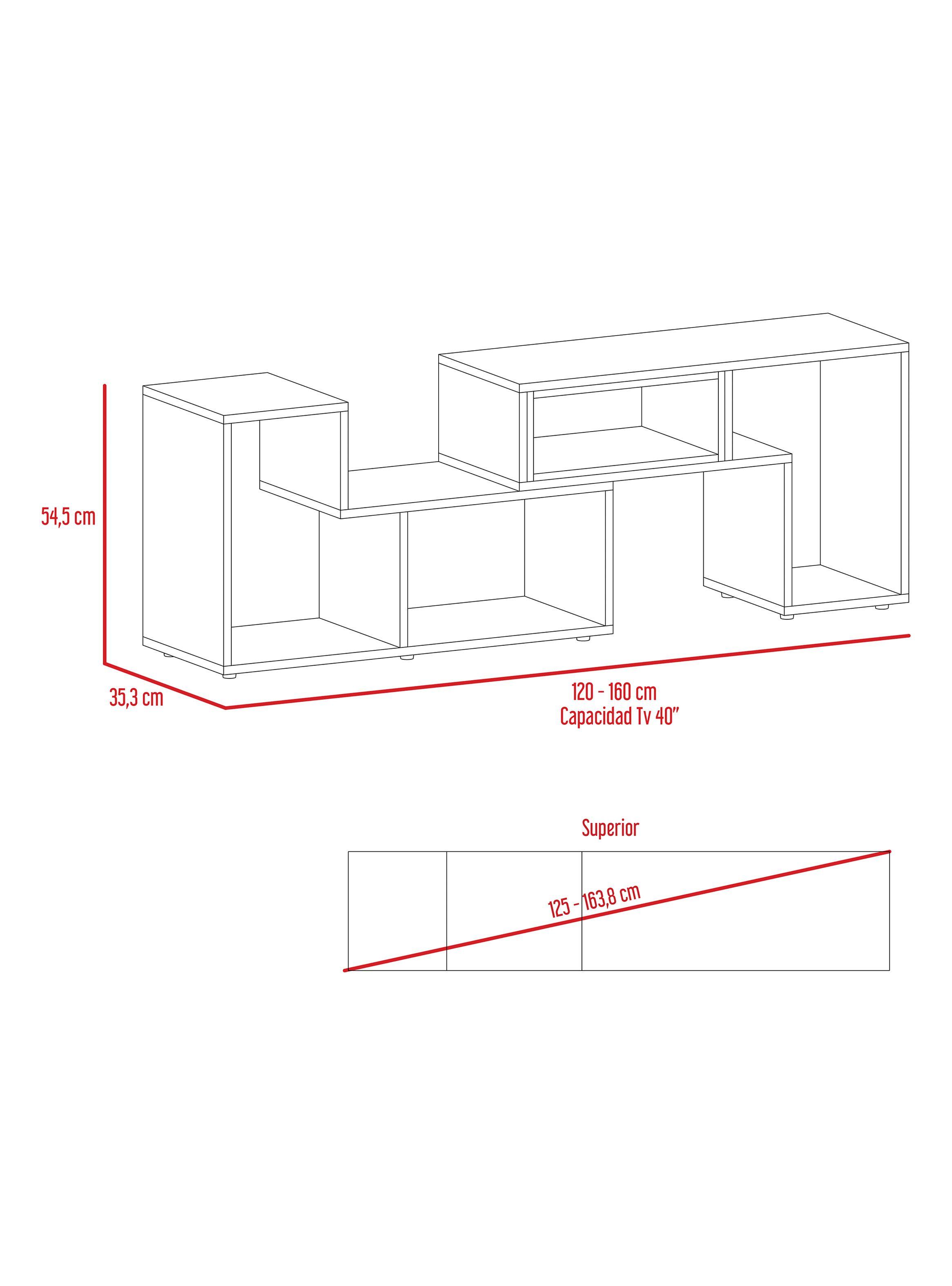 Rack Extensible TV 40" + Biblioteca Escalera TuHome-2