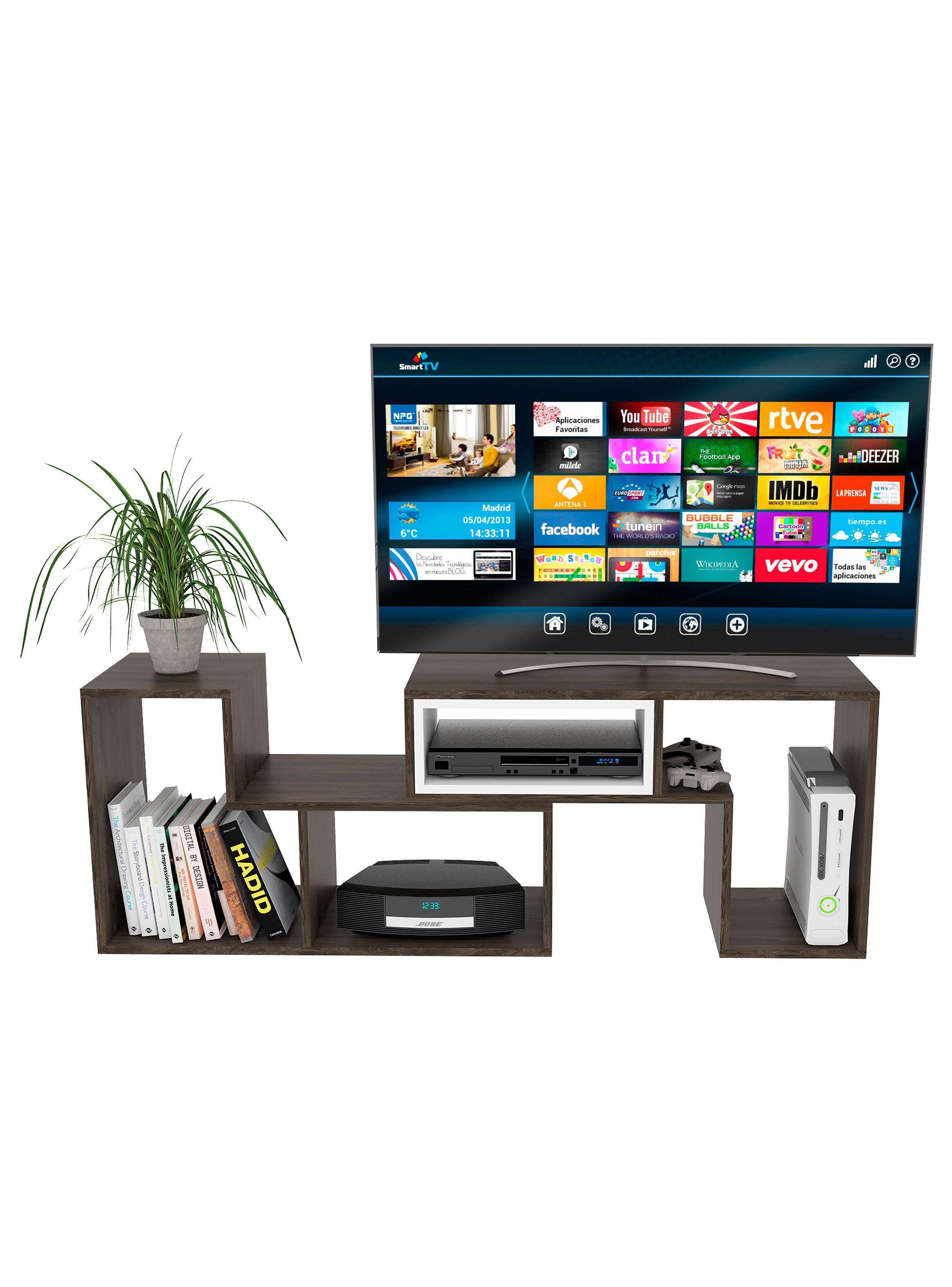 Rack Extensible TV 40" + Biblioteca Escalera TuHome-5