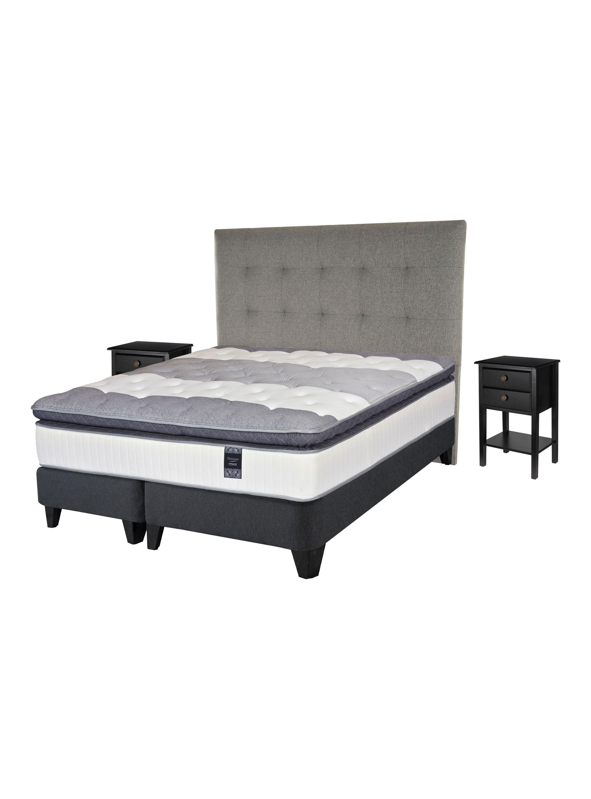 Cama Europea Titanium 2 Plazas + Respaldo con Velador-2