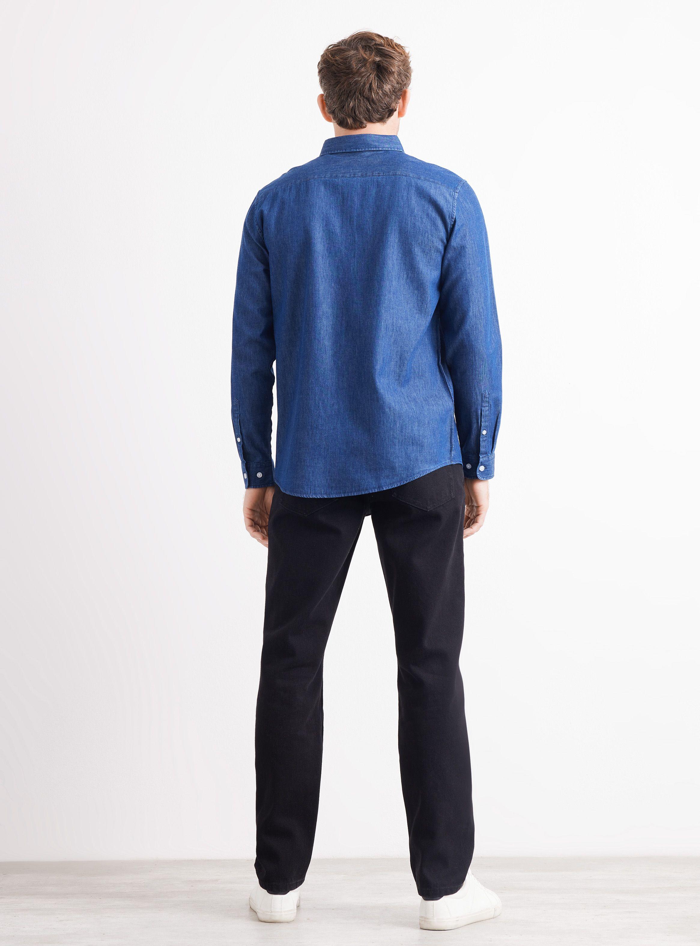 Camisa de Vestir Manga Larga Denim-5