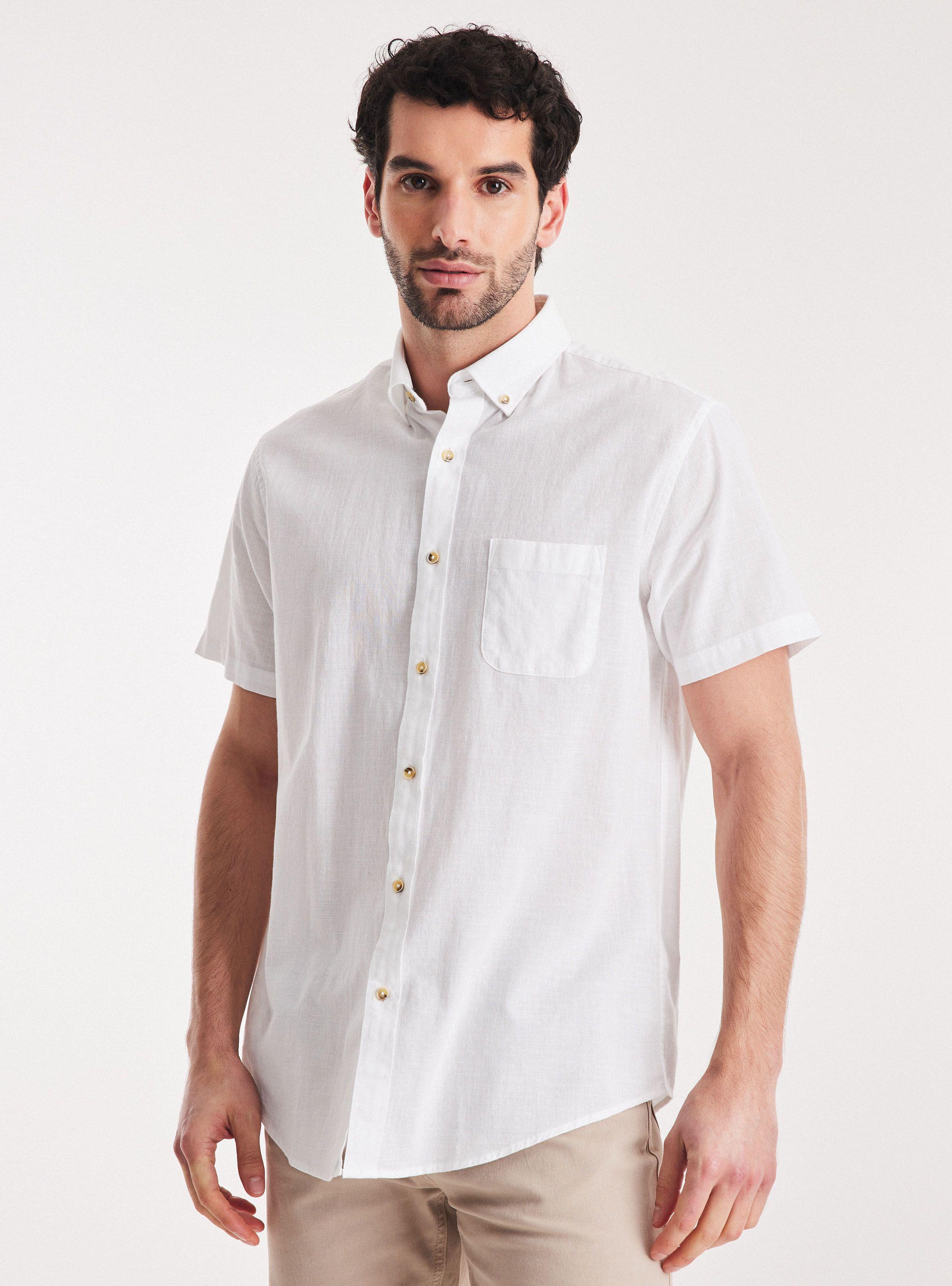 Camisa Algodón Manga Corta Button Down-0