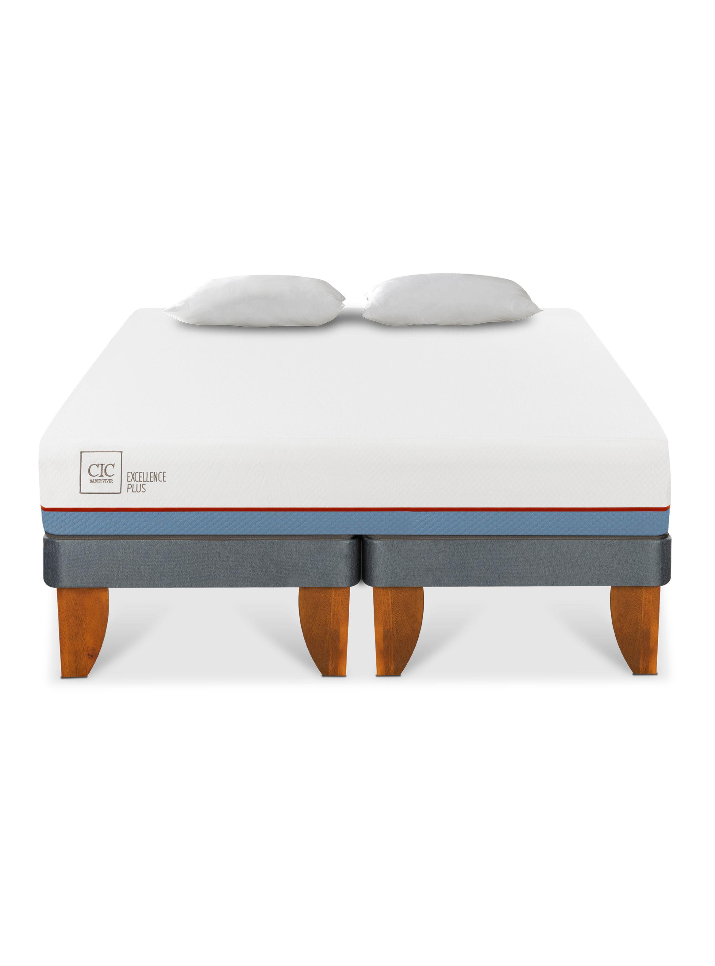 Cama Europea 2 Plazas Excellence Plus Base Dividida + Almohadas-2