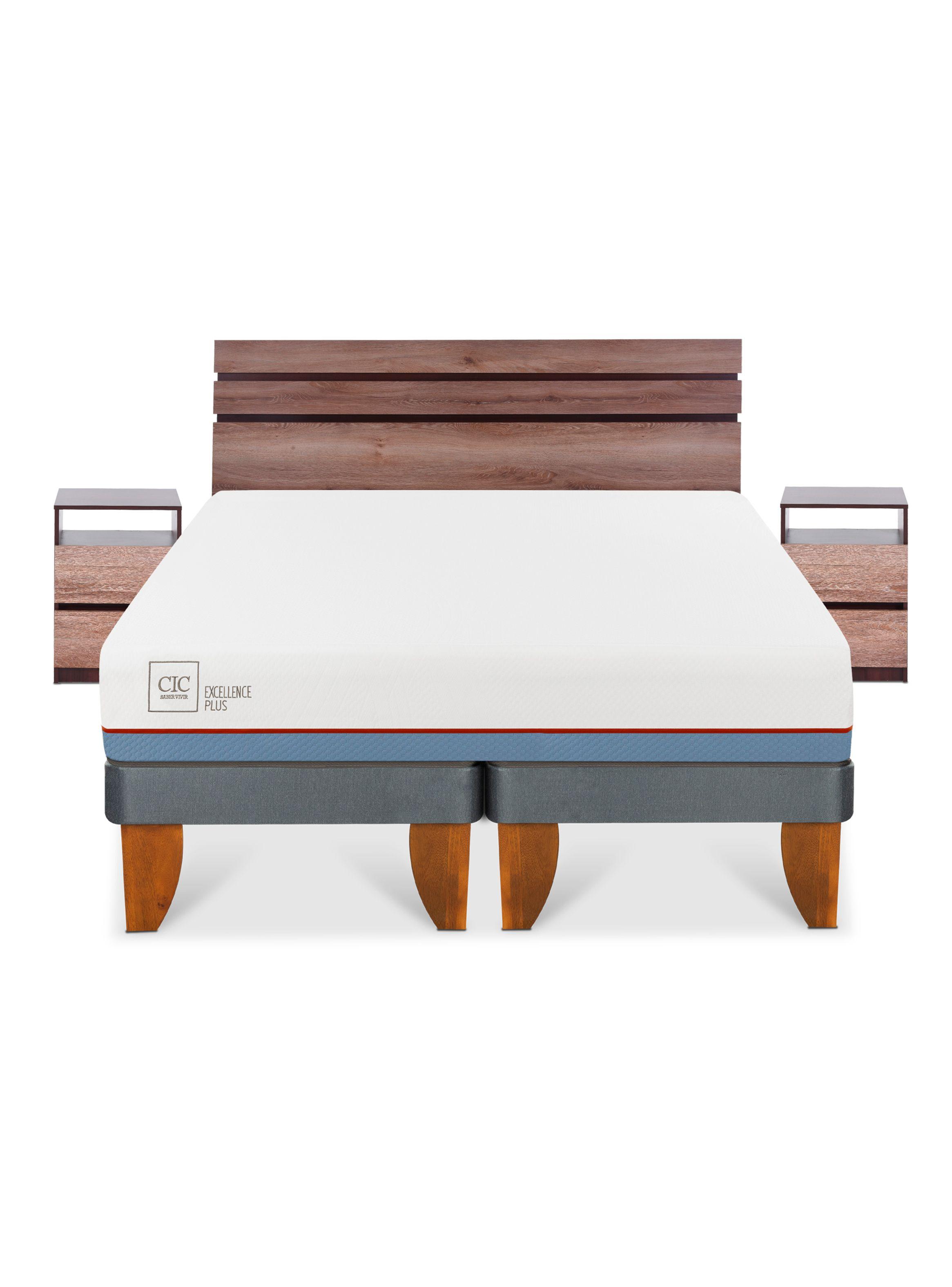 Cama Europea Excellence Plus 2 Plazas Base Dividida + Set Muebles Ares-2