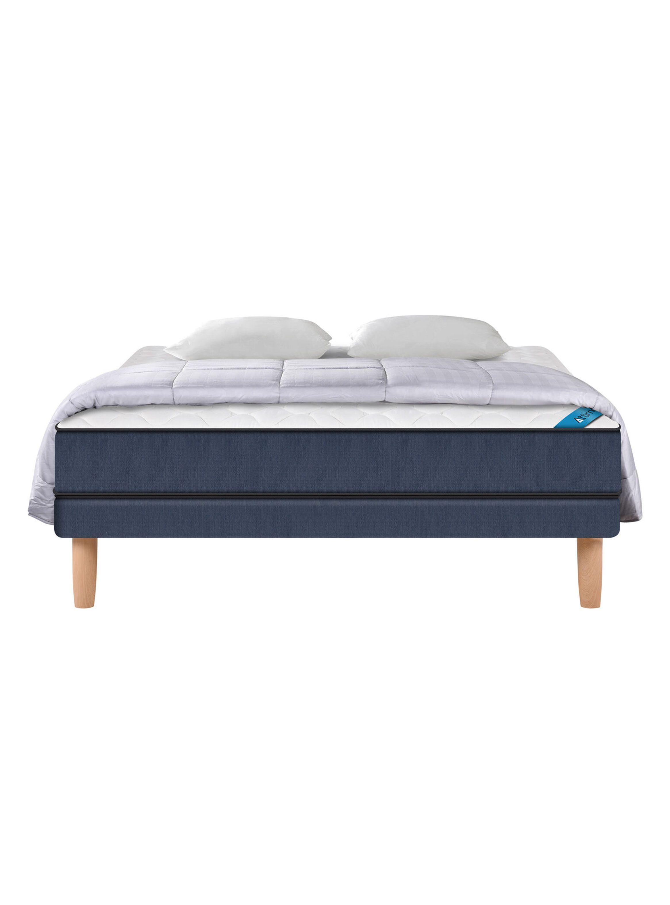Cama Europea Blue Attimo 2 Plazas Base Normal + Set Textil-1