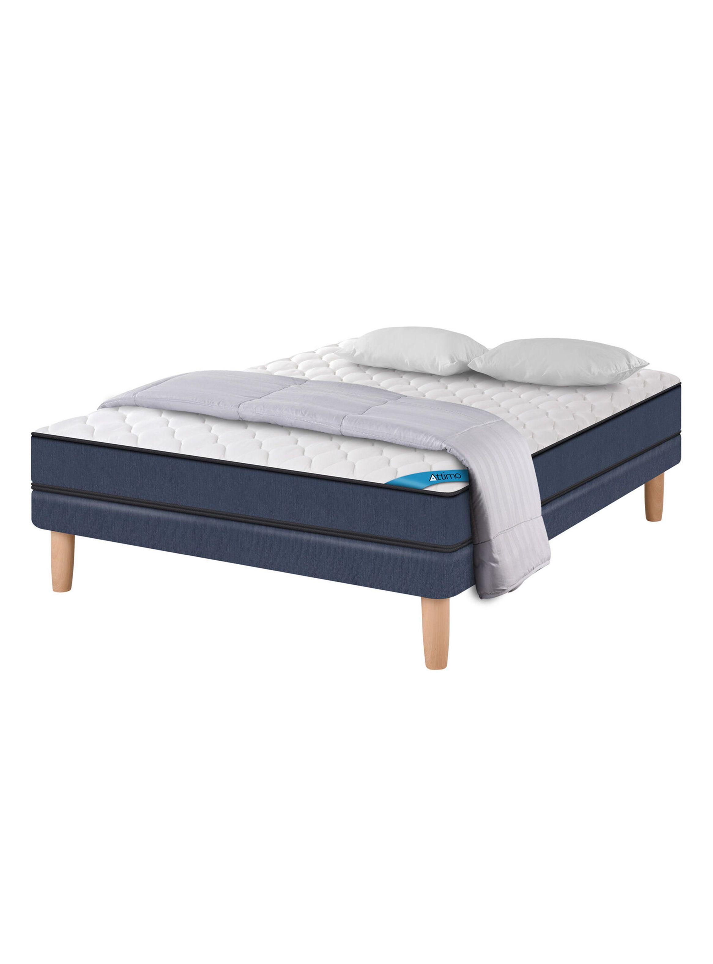 Cama Europea Blue Attimo 2 Plazas Base Normal + Set Textil-0