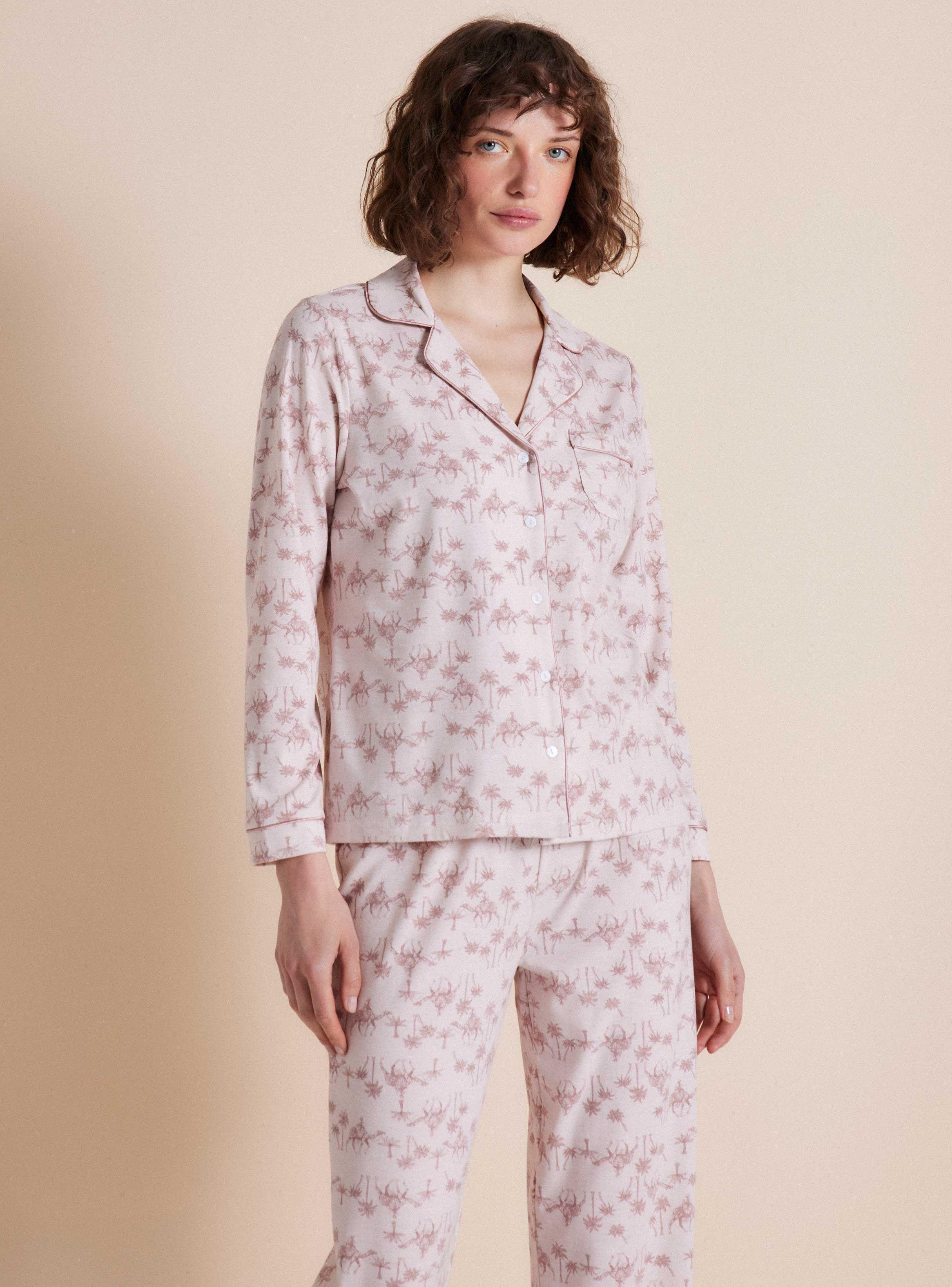 Pijama Camisero Full Print Color Neutro-0