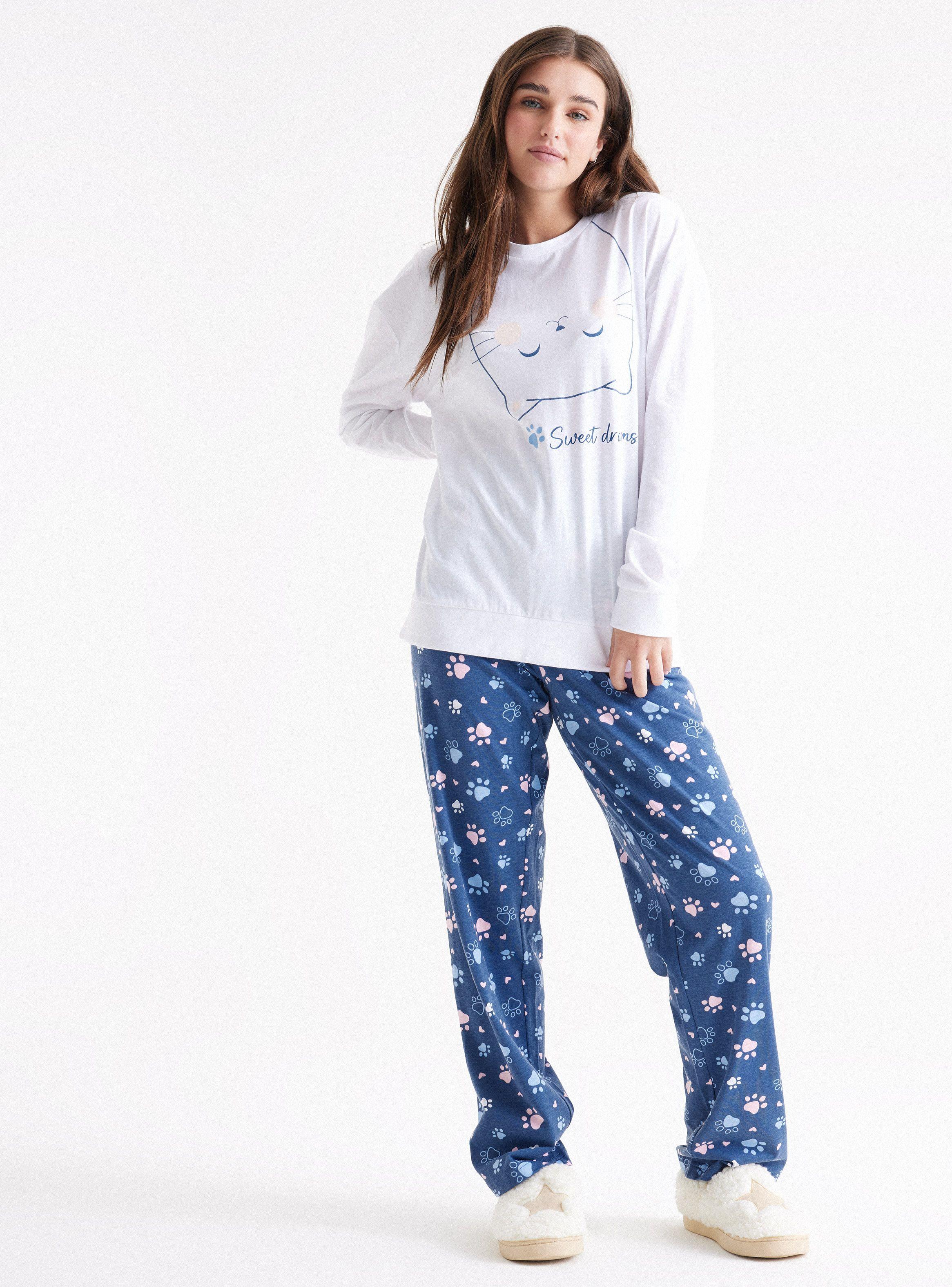 Polera Pijama Estampado con Brillo Tela Jersey-4