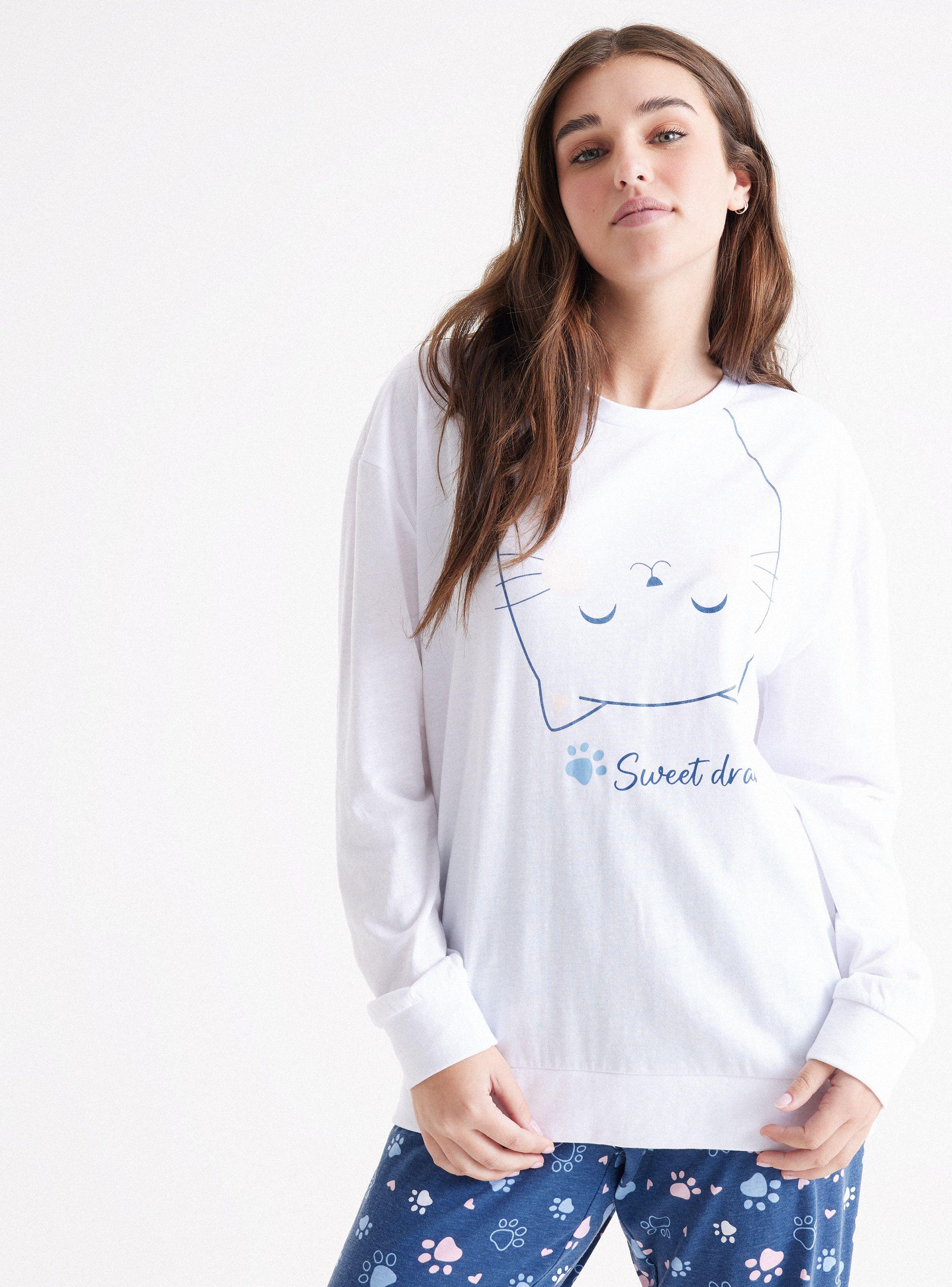 Polera Pijama Estampado con Brillo Tela Jersey-0