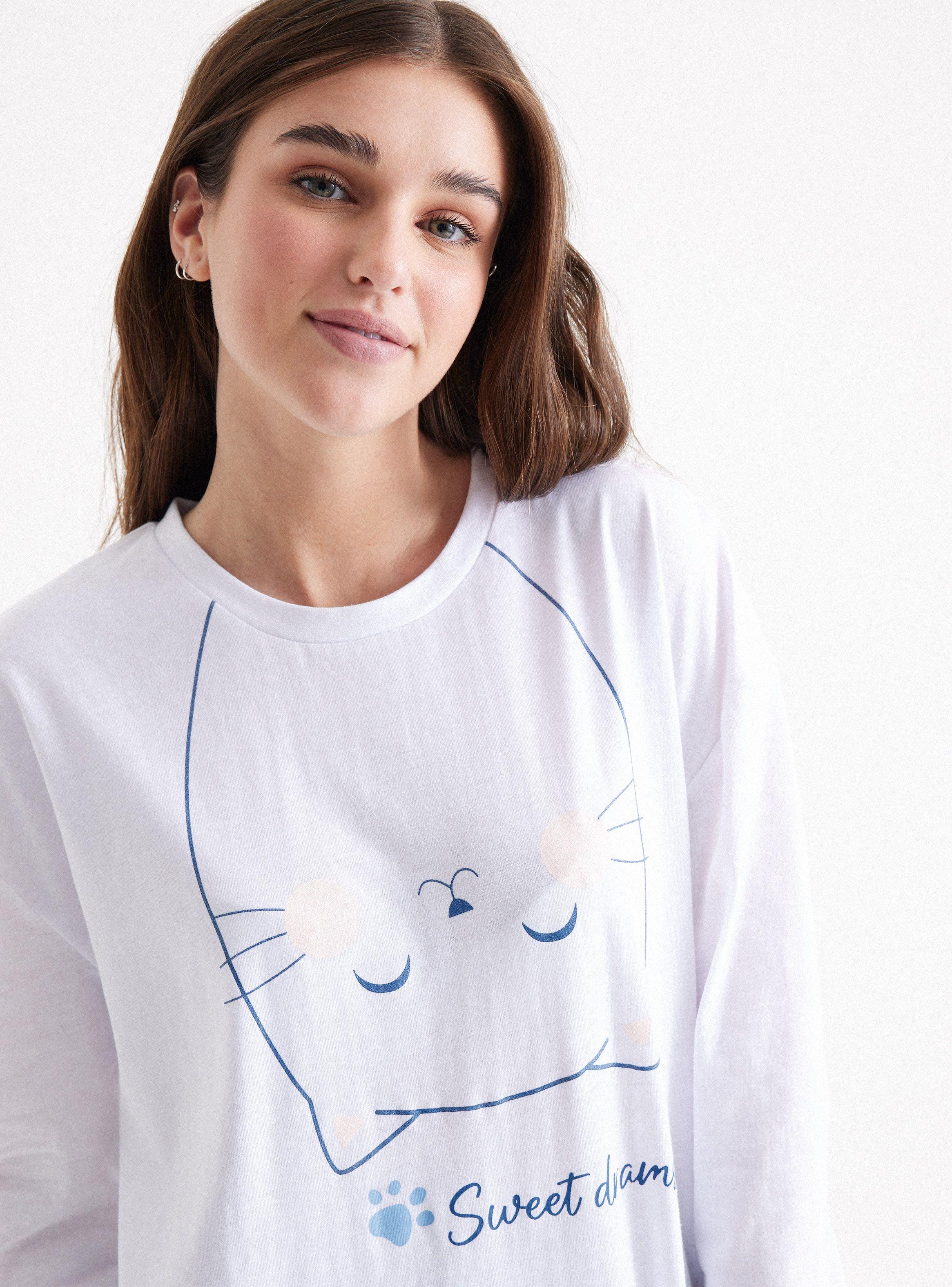 Polera Pijama Estampado con Brillo Tela Jersey-2