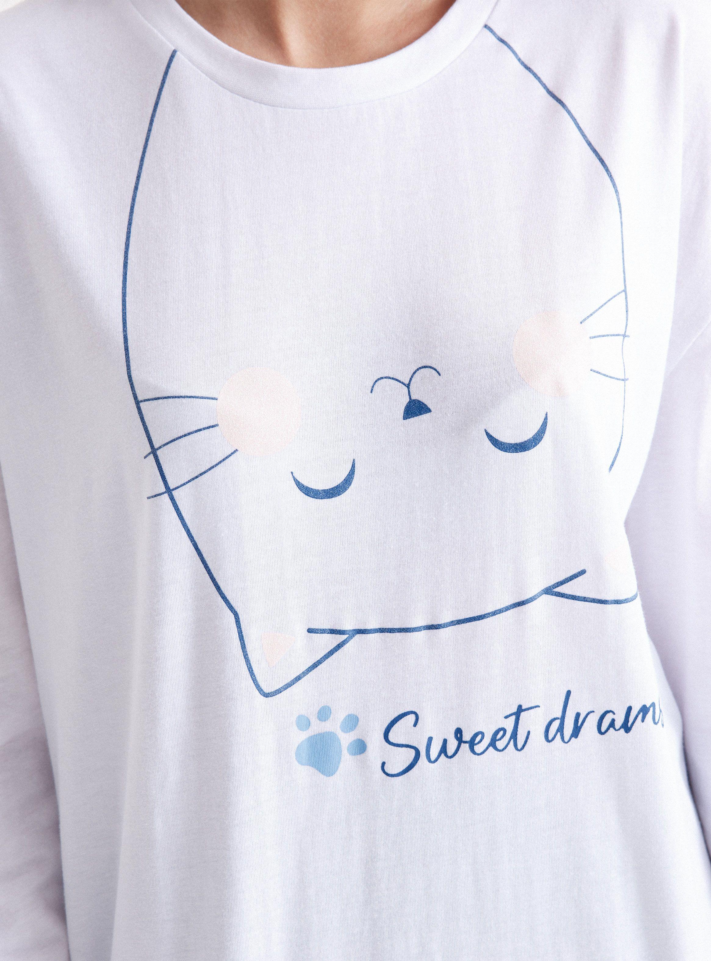 Polera Pijama Estampado con Brillo Tela Jersey-3