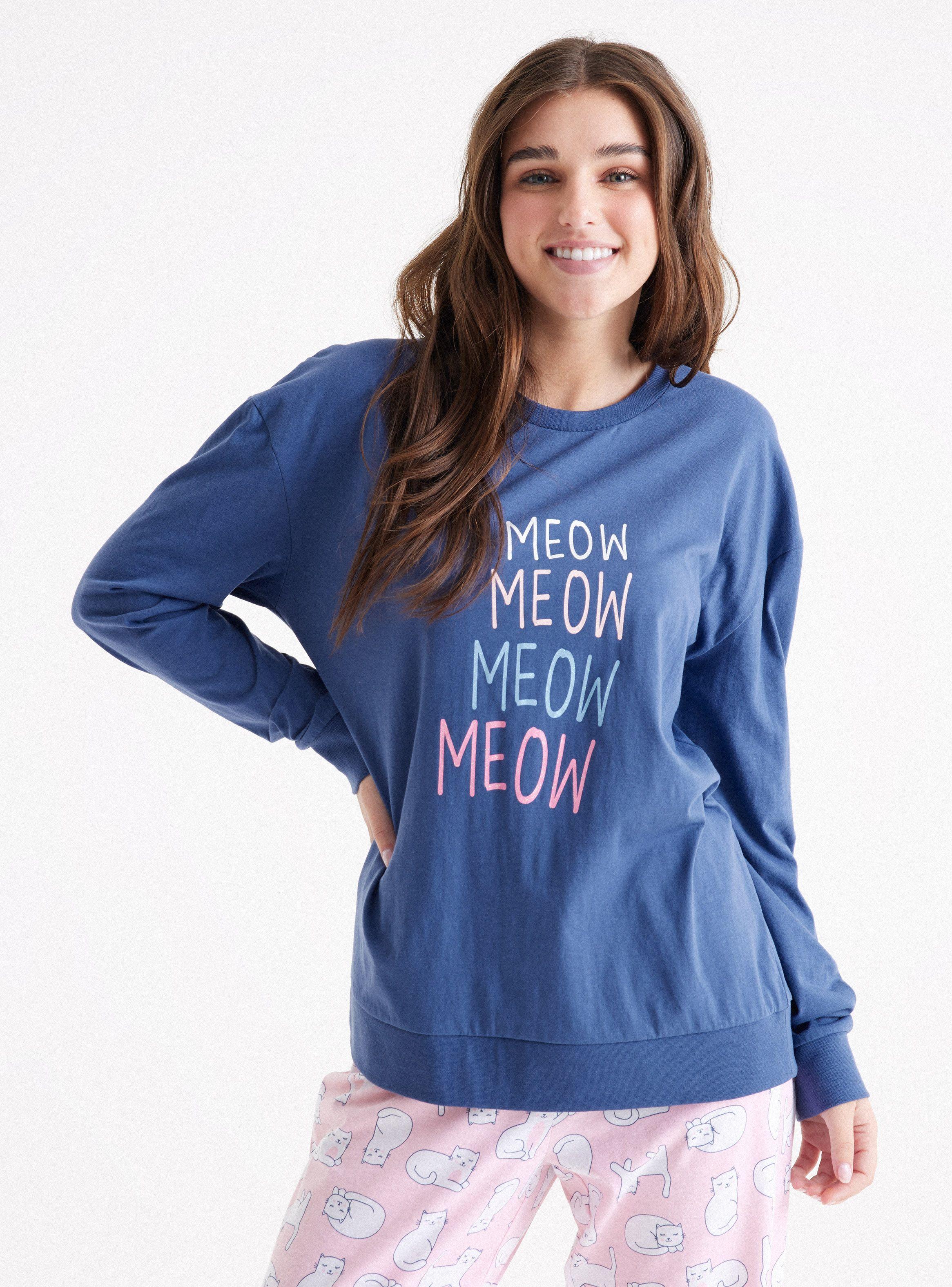 Polera Pijama Estampado con Brillo Tela Jersey-0