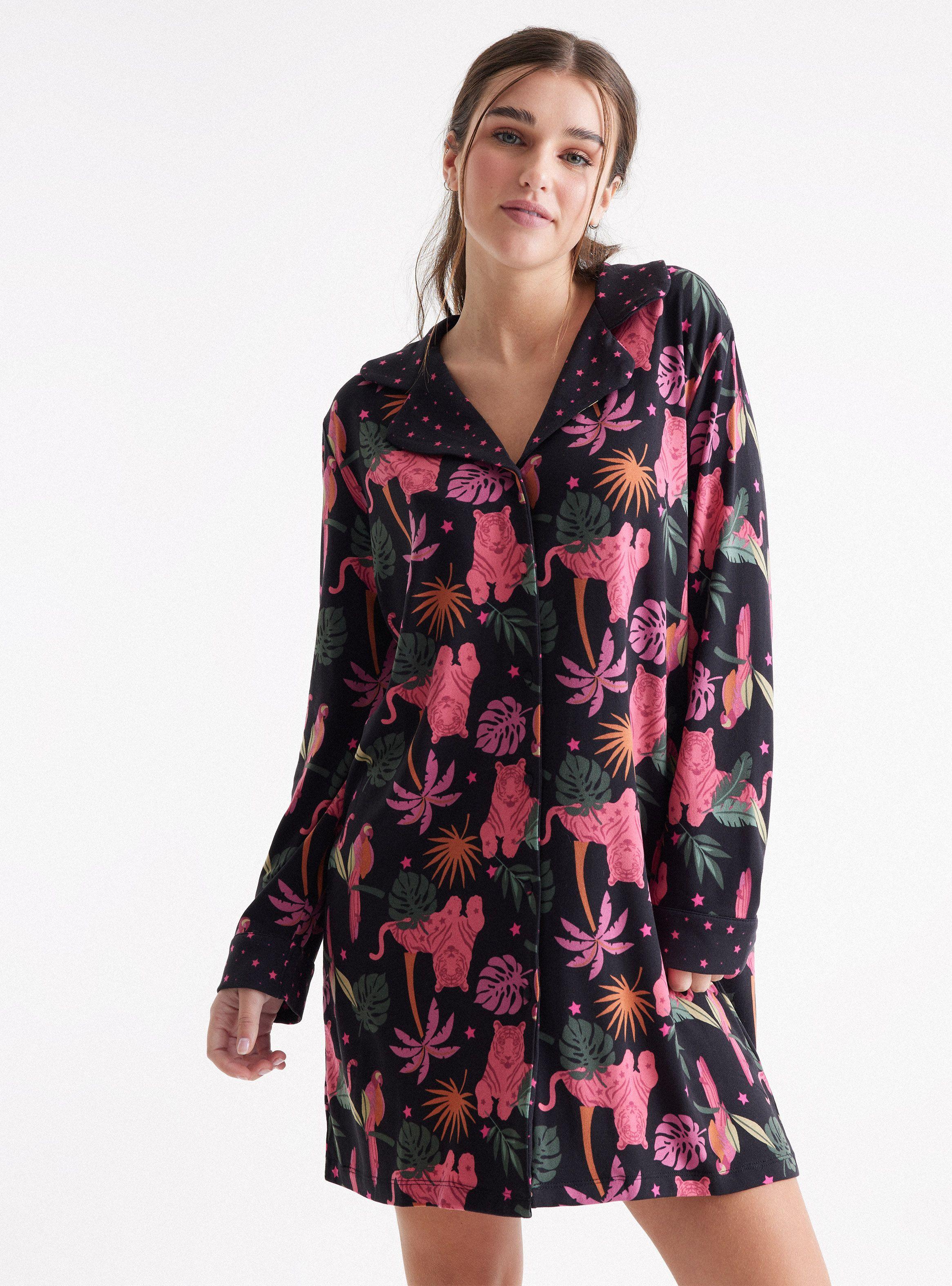 Camisa de Dormir Con Botones Full Print-0