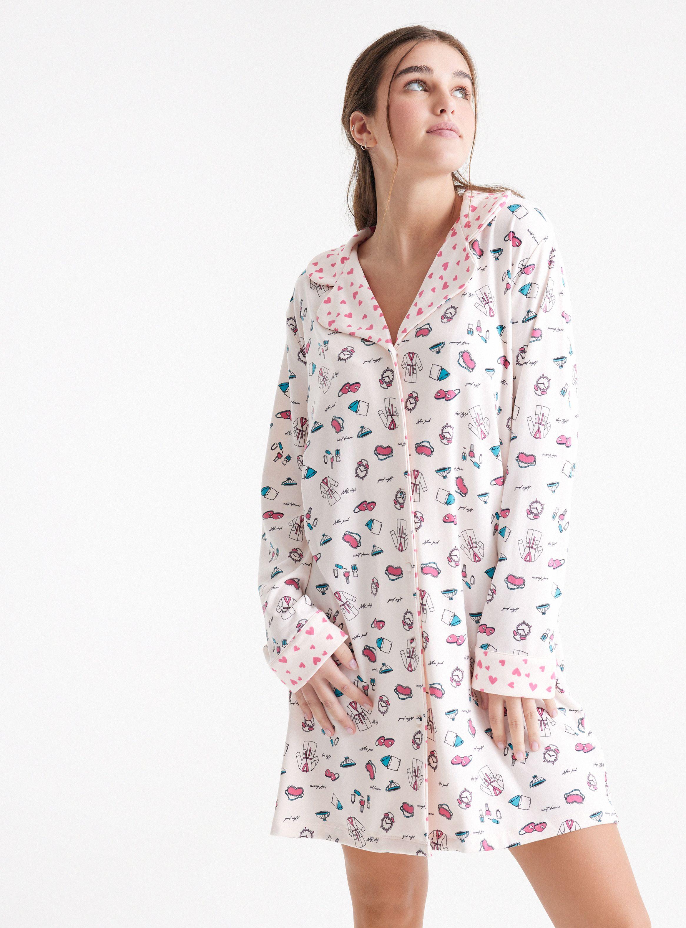 Camisa de Dormir Con Botones Full Print-0