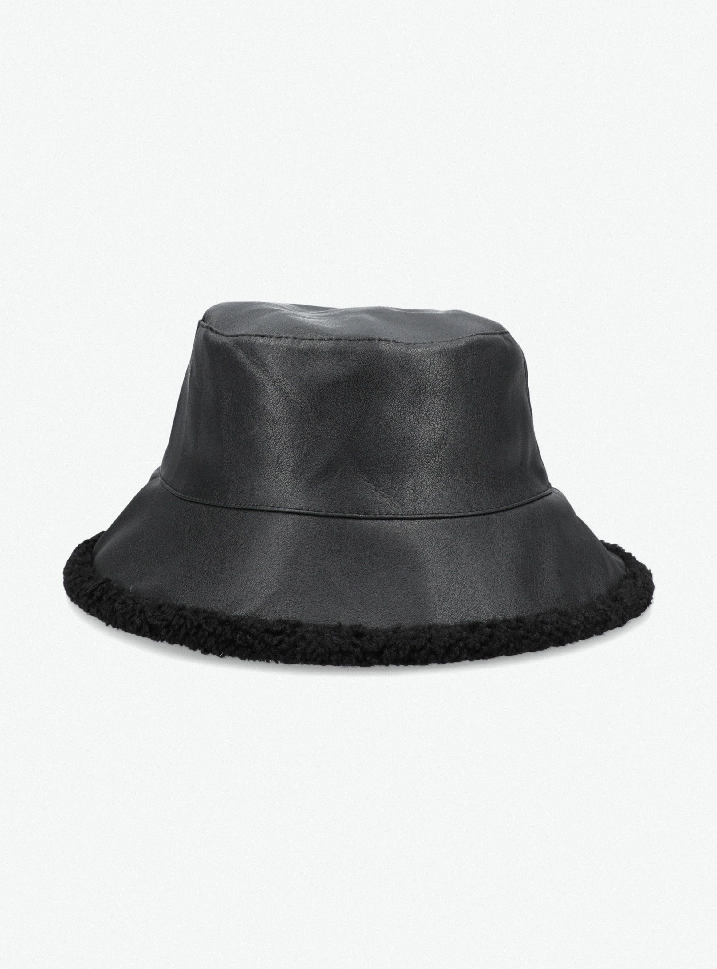 Gorro Bucket Efecto Cuero Washed Forro Peludito-2