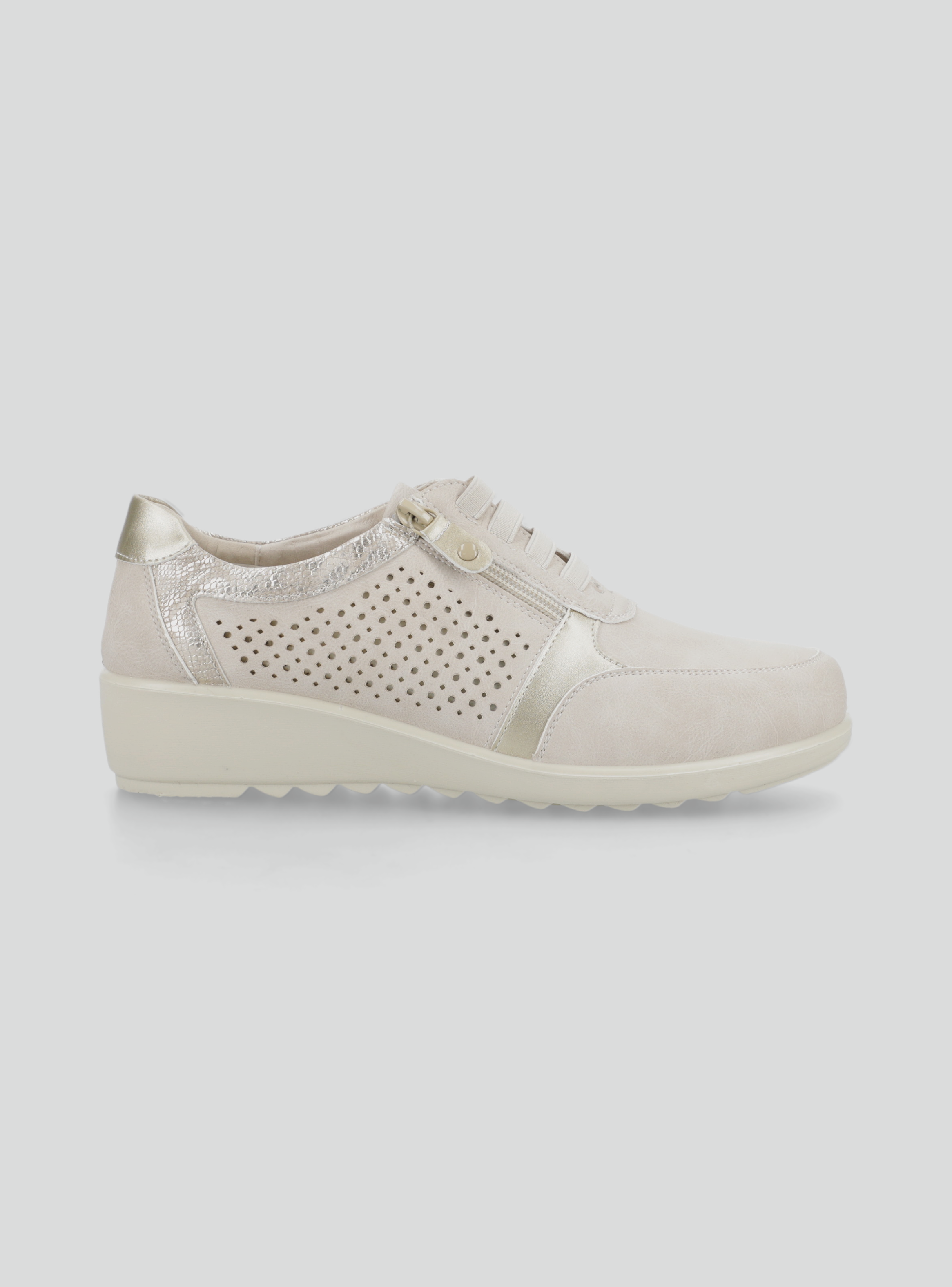 Zapatilla Urbana Cordón Elasticado y Taco Cuña Mujer-1