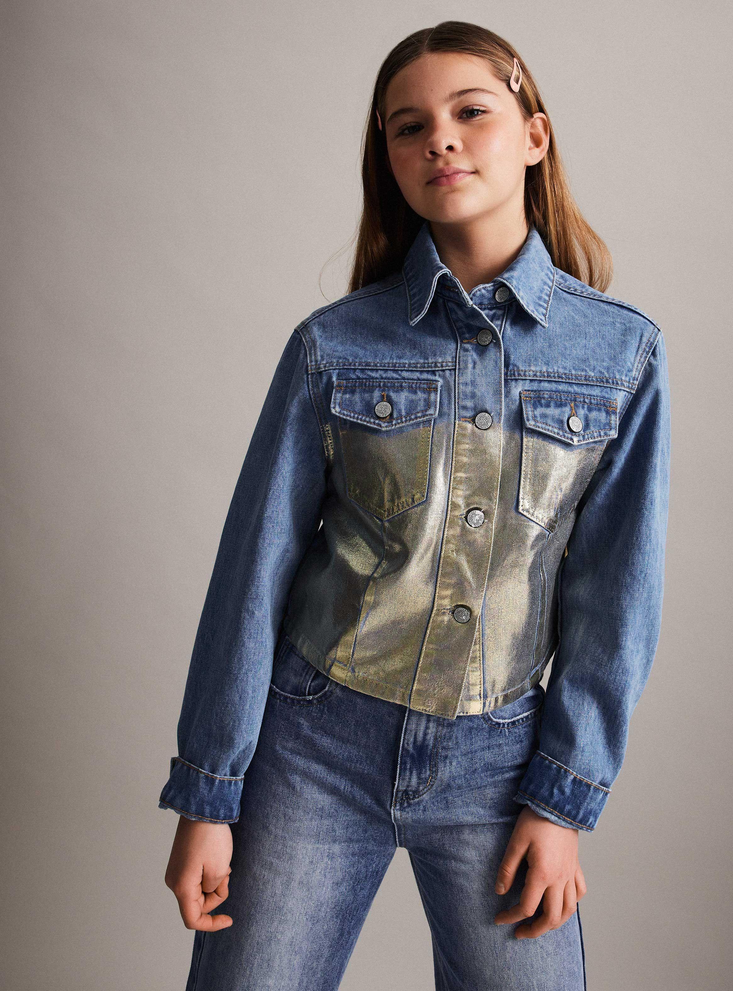 Chaqueta Denim Folia Dorado-0