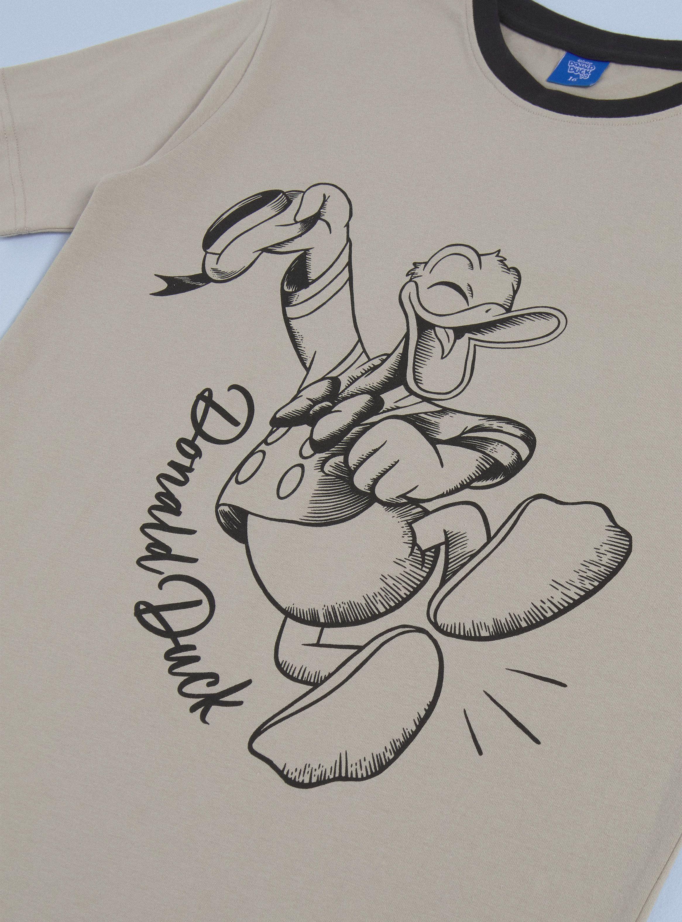 Polera Manga Corta Beige Estampado Donald Duck Disney-4