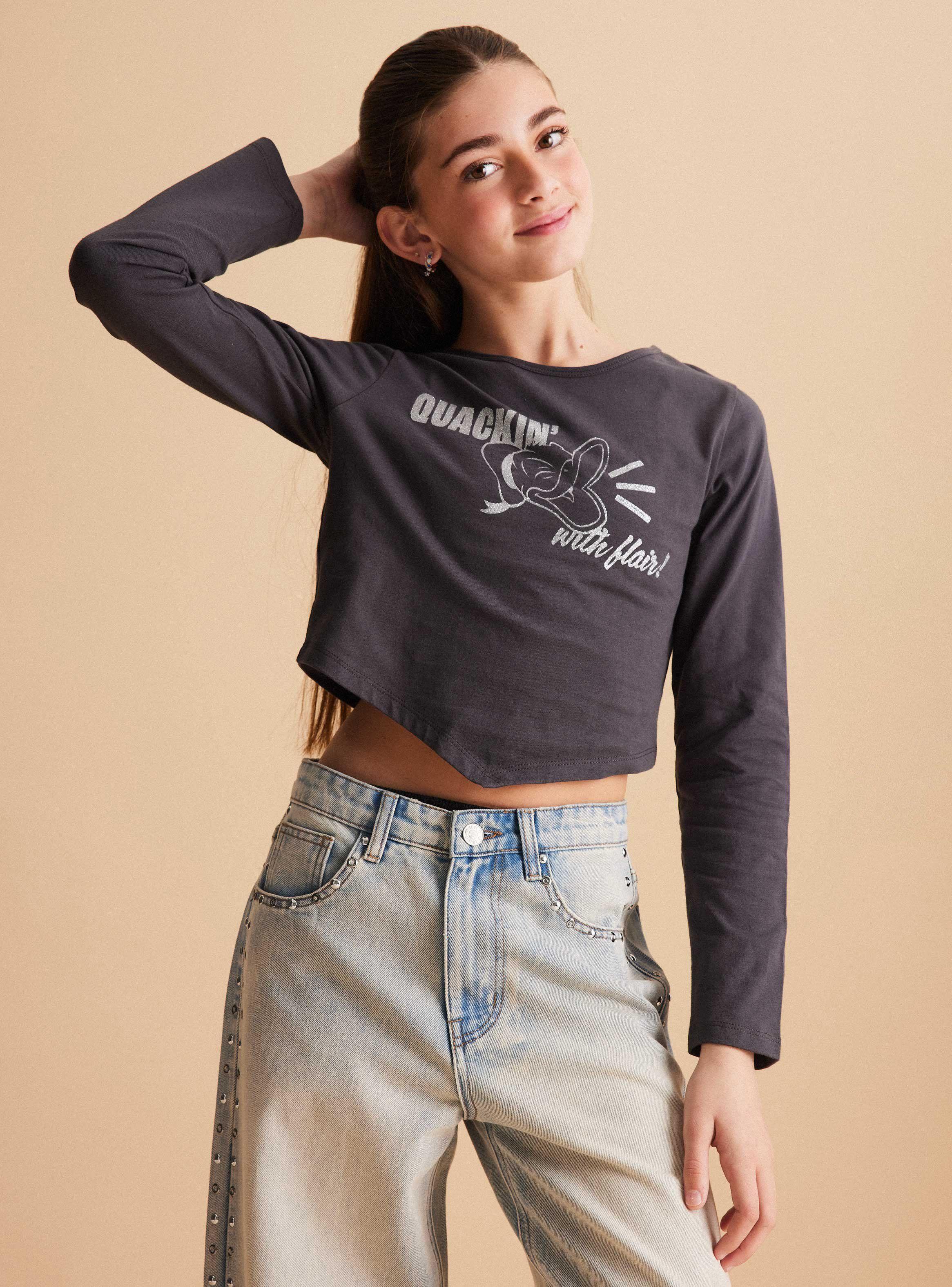 Polera Manga Larga con Glitter  Daisy & Donald Disney-0