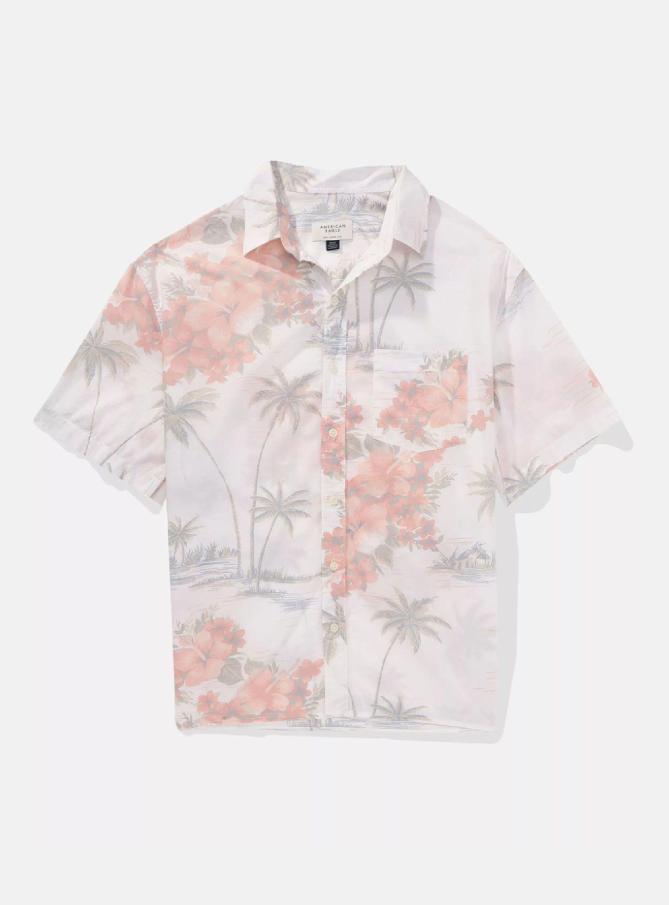 Camisa Print Casual Botones Palms-3