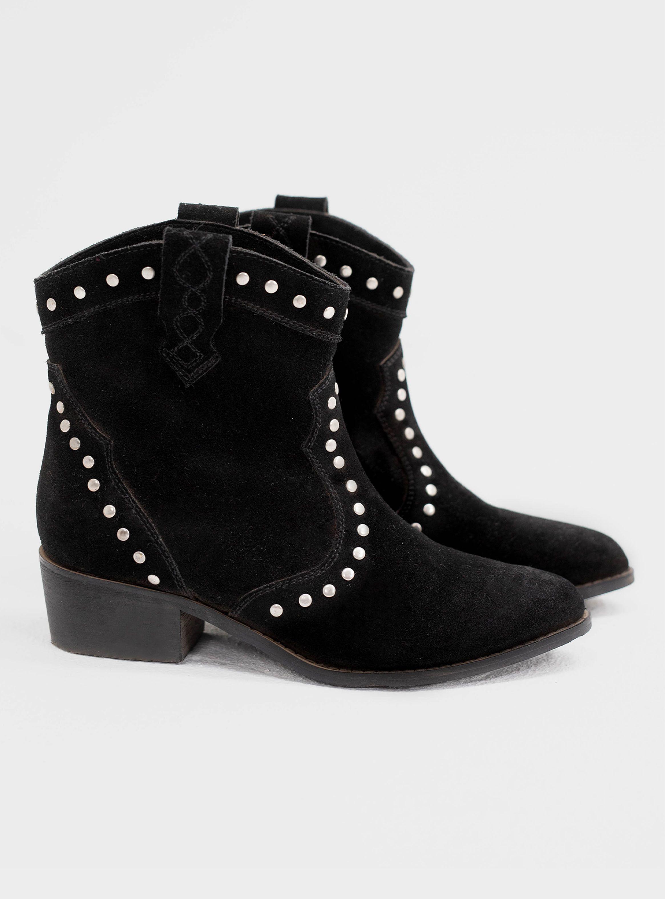 Botín Gamuza Tachas Western Mujer-0
