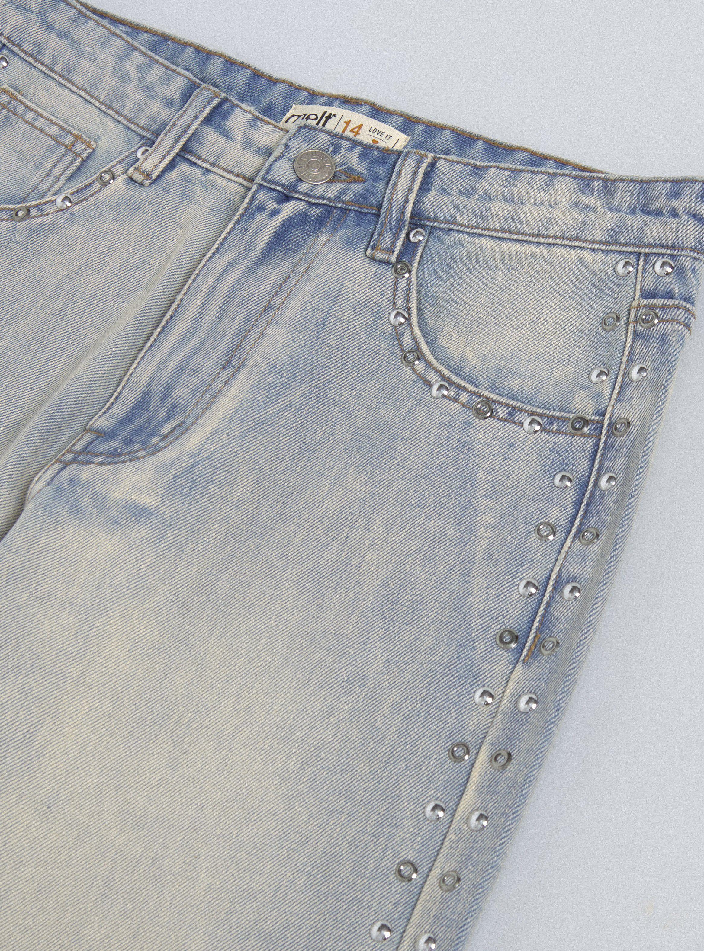 Jeans Wide Leg con Tachas Metálicas-3