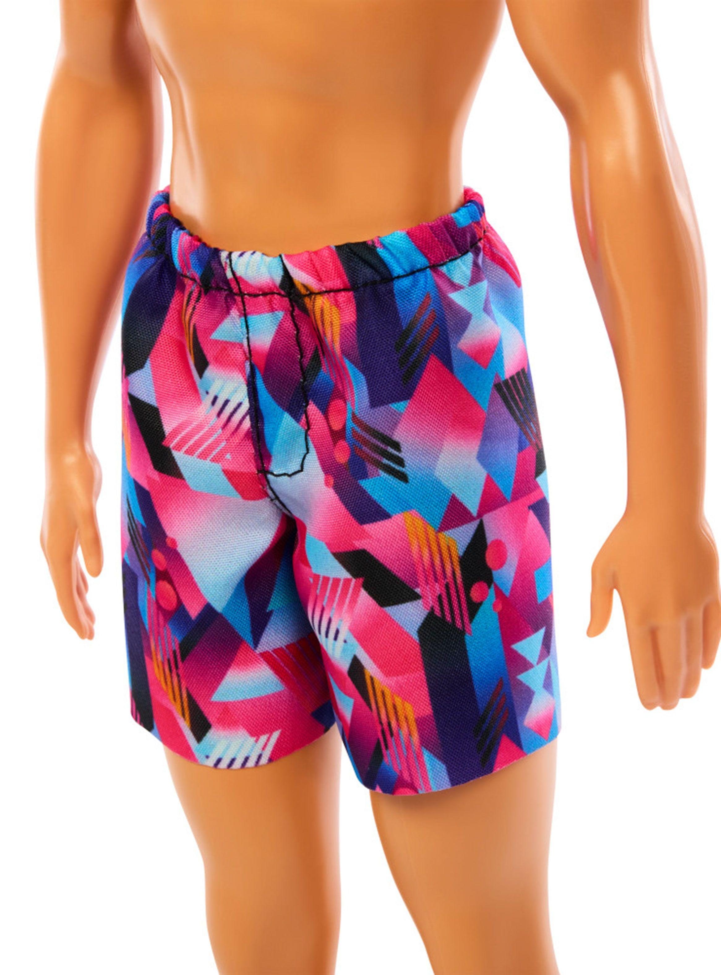 Muñeco Ken de Playa con Traje de Baño Rosa y Azul-4