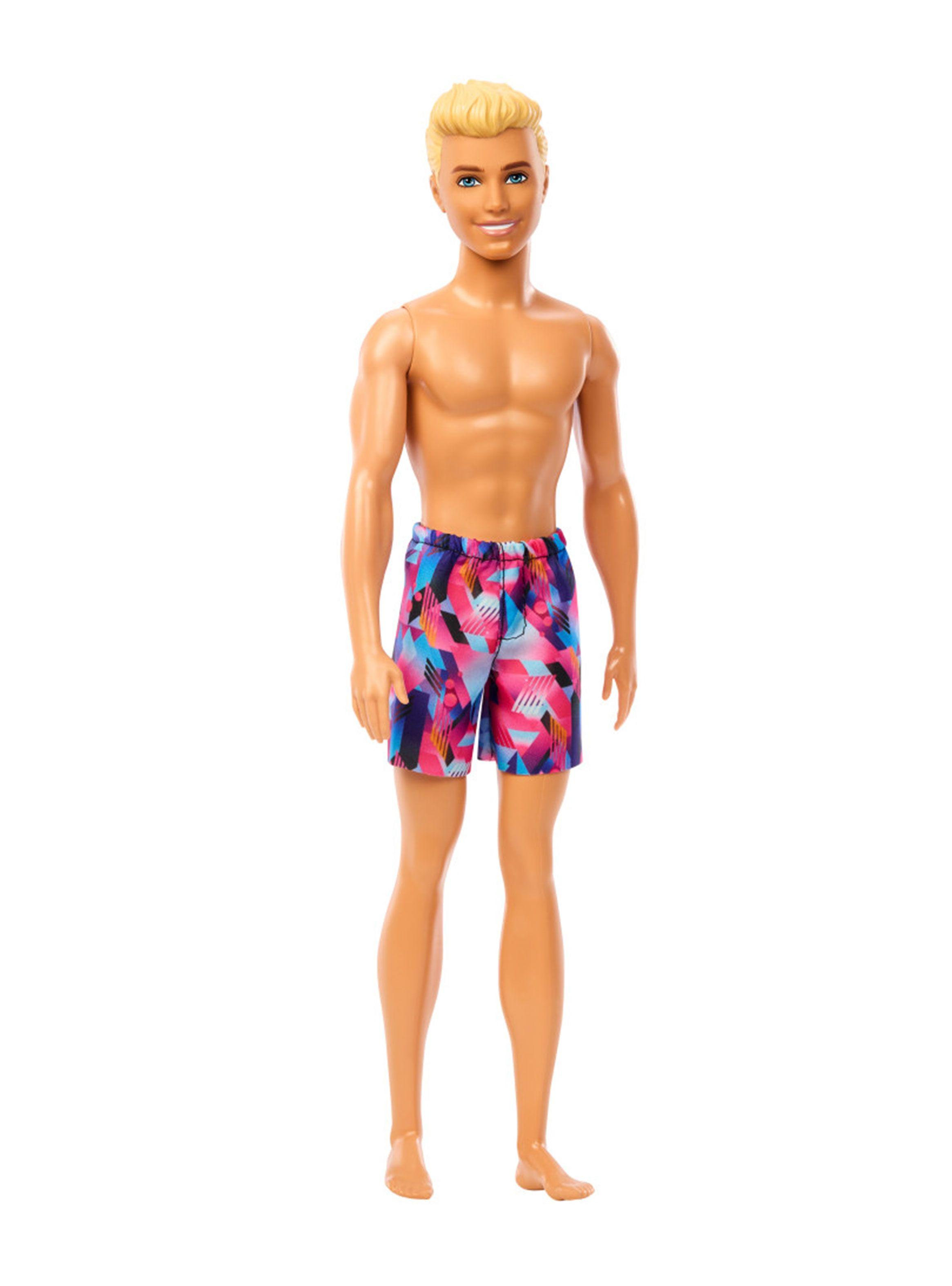 Muñeco Ken de Playa con Traje de Baño Rosa y Azul-1