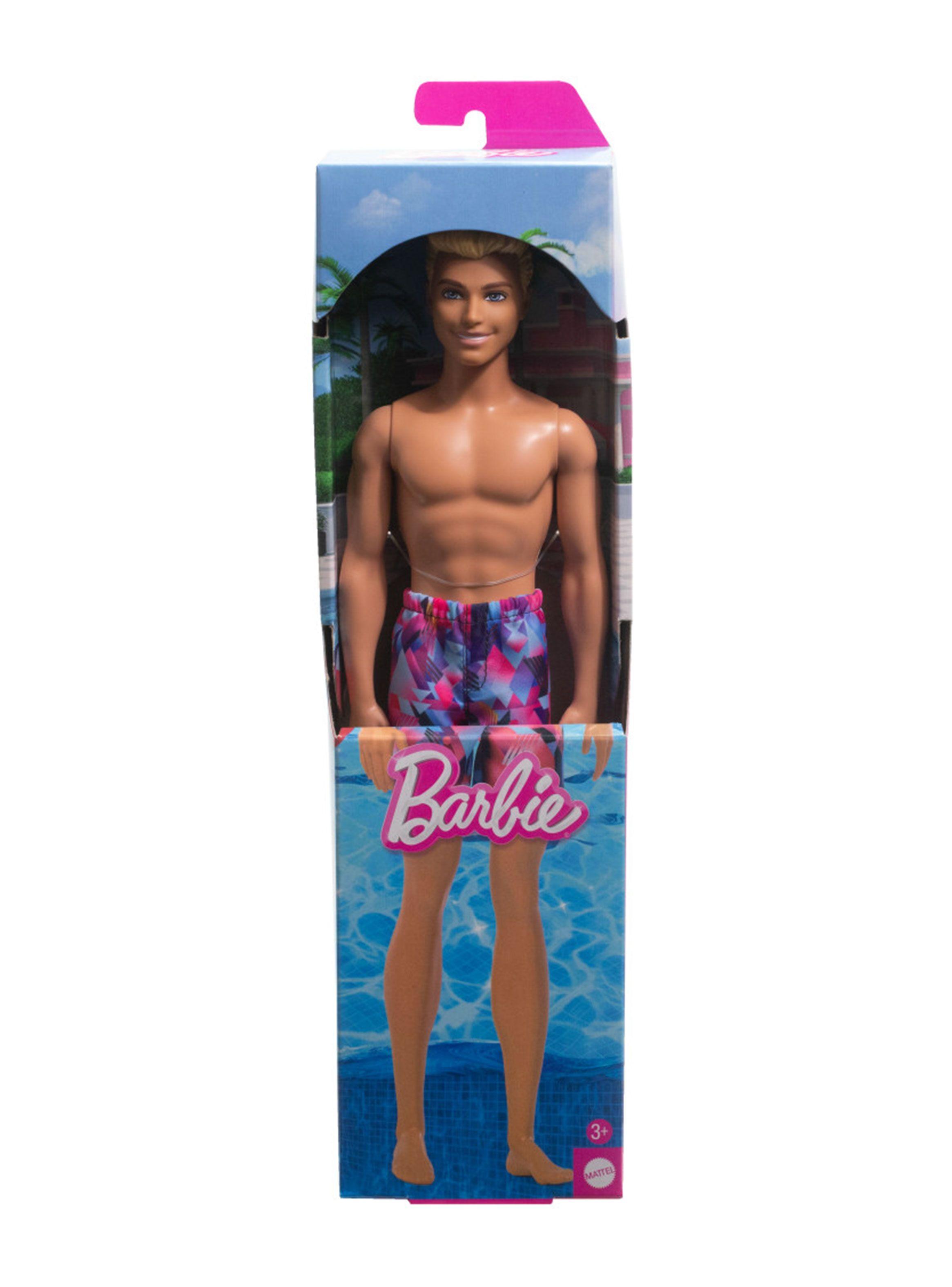 Muñeco Ken de Playa con Traje de Baño Rosa y Azul-5