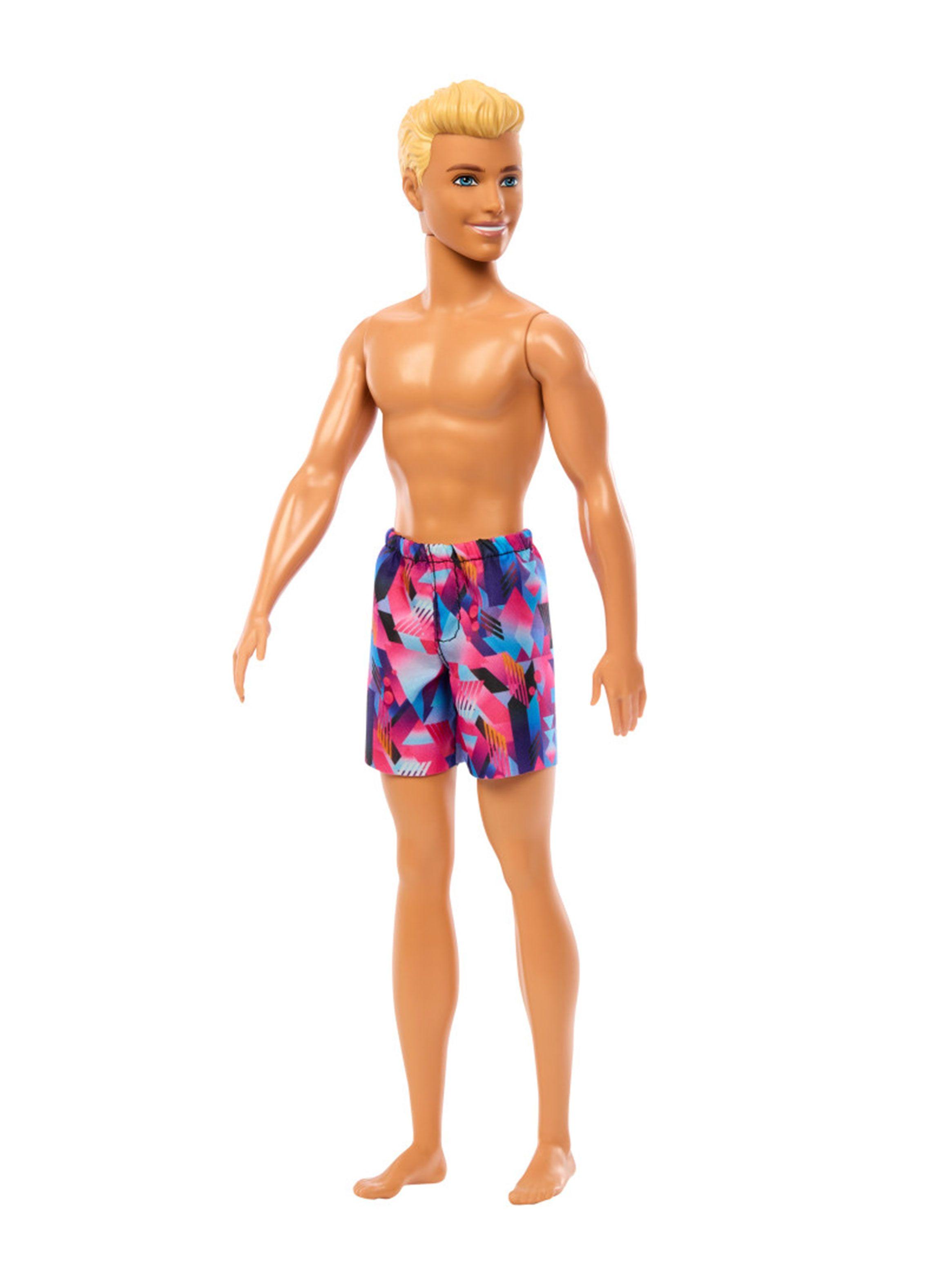 Muñeco Ken de Playa con Traje de Baño Rosa y Azul-2