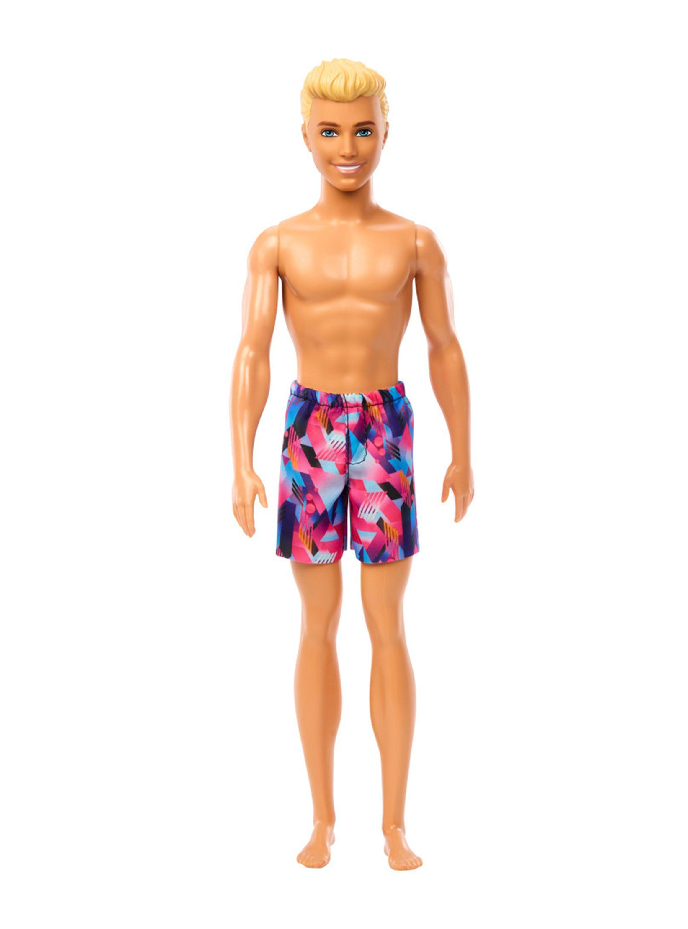 Muñeco Ken de Playa con Traje de Baño Rosa y Azul-0