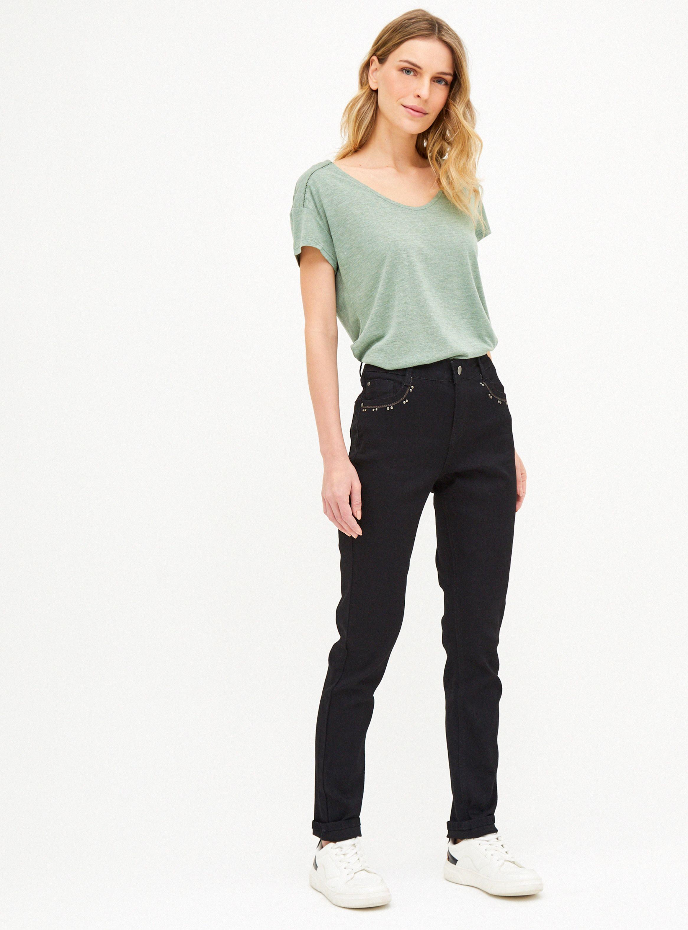 Jeans Tiro Medio con Tachas-3