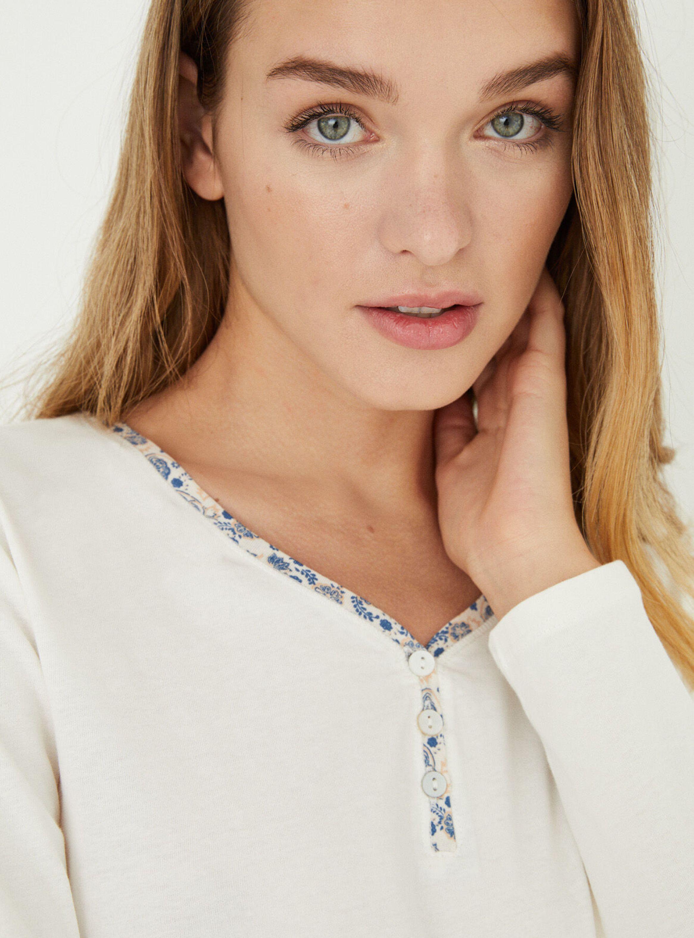 Polera Pijama Manga Larga Mix & Match Panadera Print Crudo-2