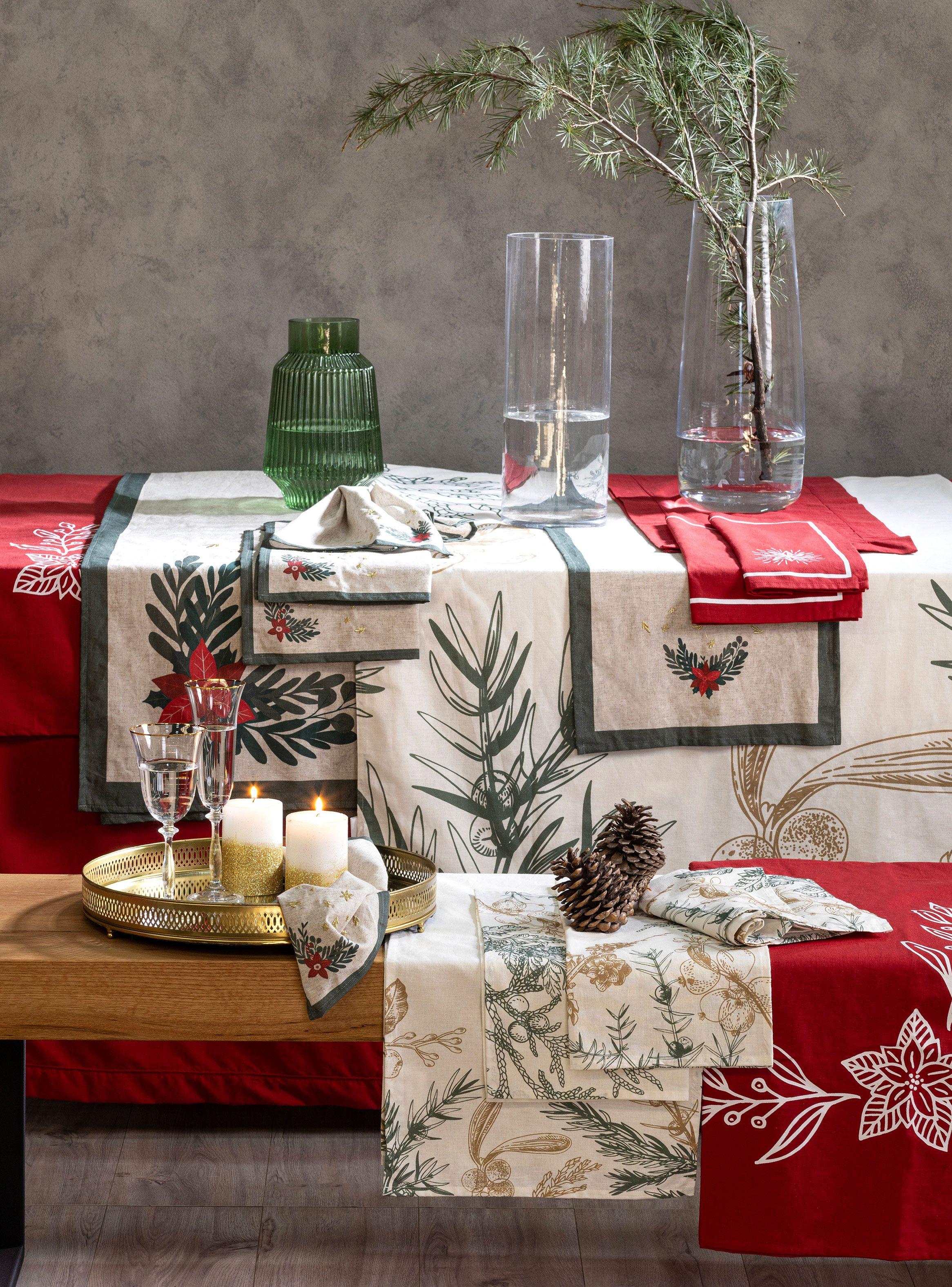 Set 4 Servilletas Navideñas Rojo 45x45 cm-3