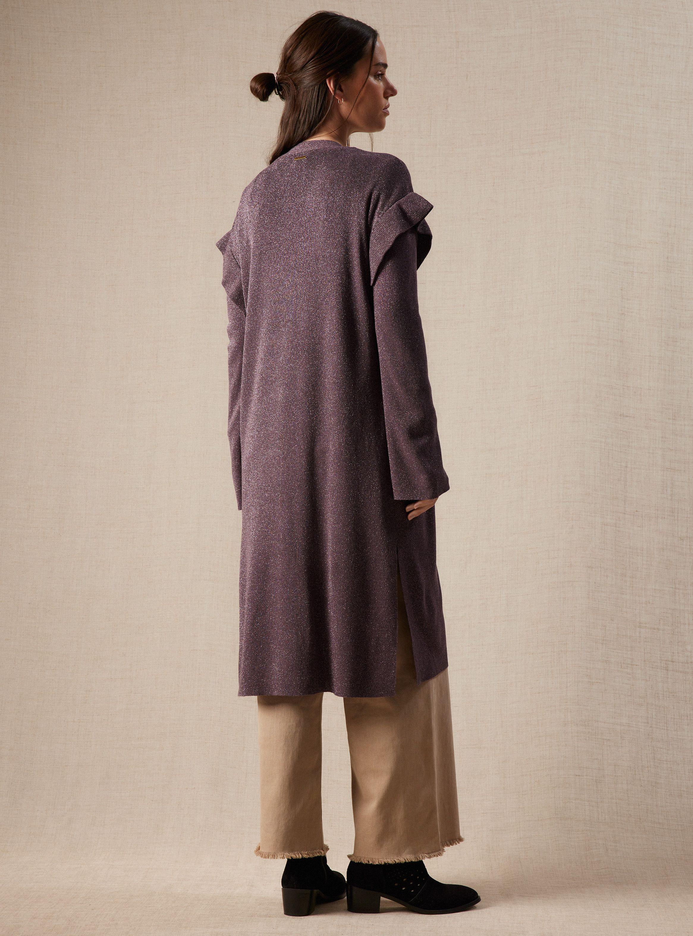 Chaleco Tipo Kimono con Hilo Metalizado y Vuelo en Mangas-5