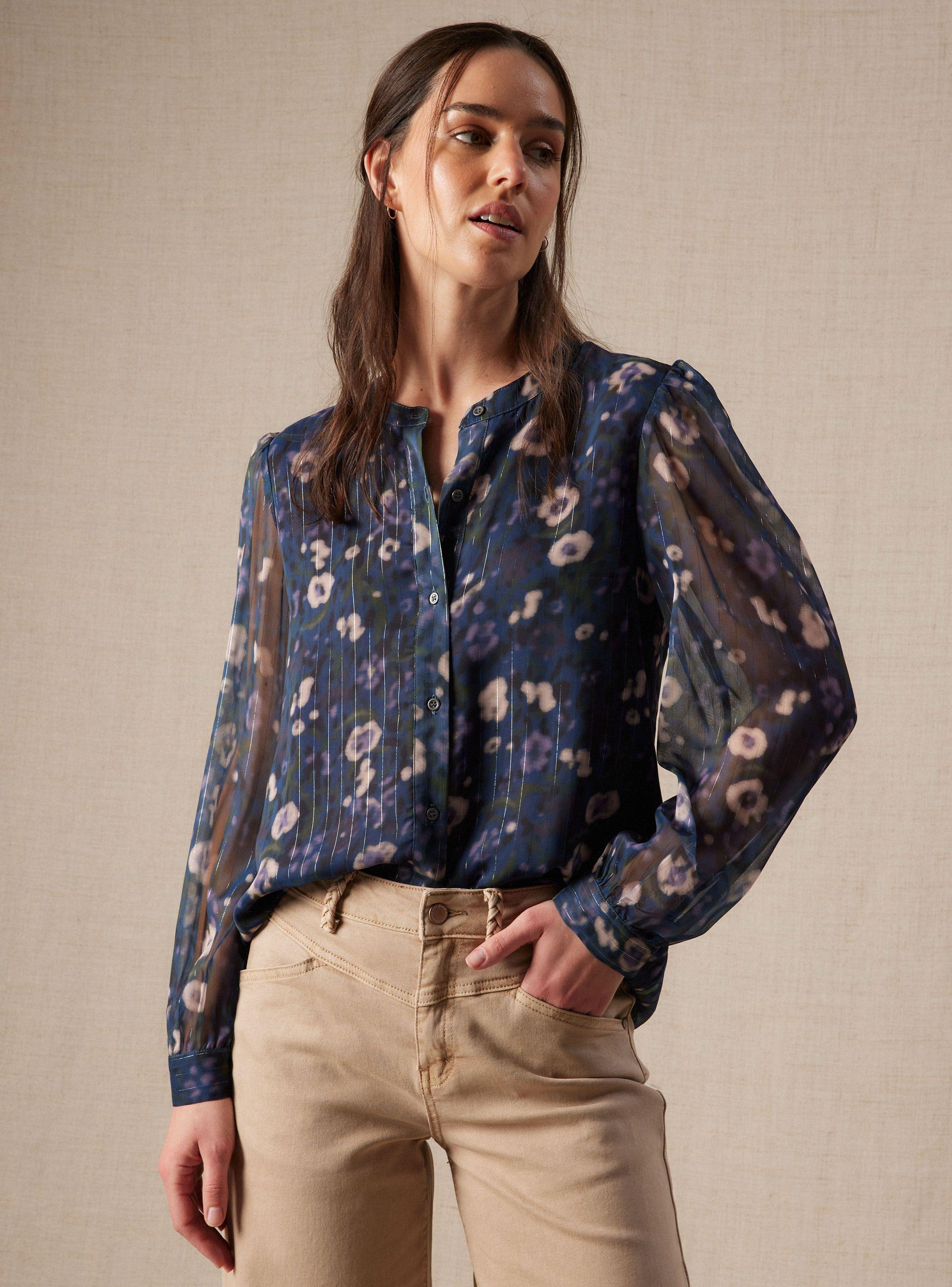 Blusa Forrada con Hilo Metalizado y Estampado Digital-0
