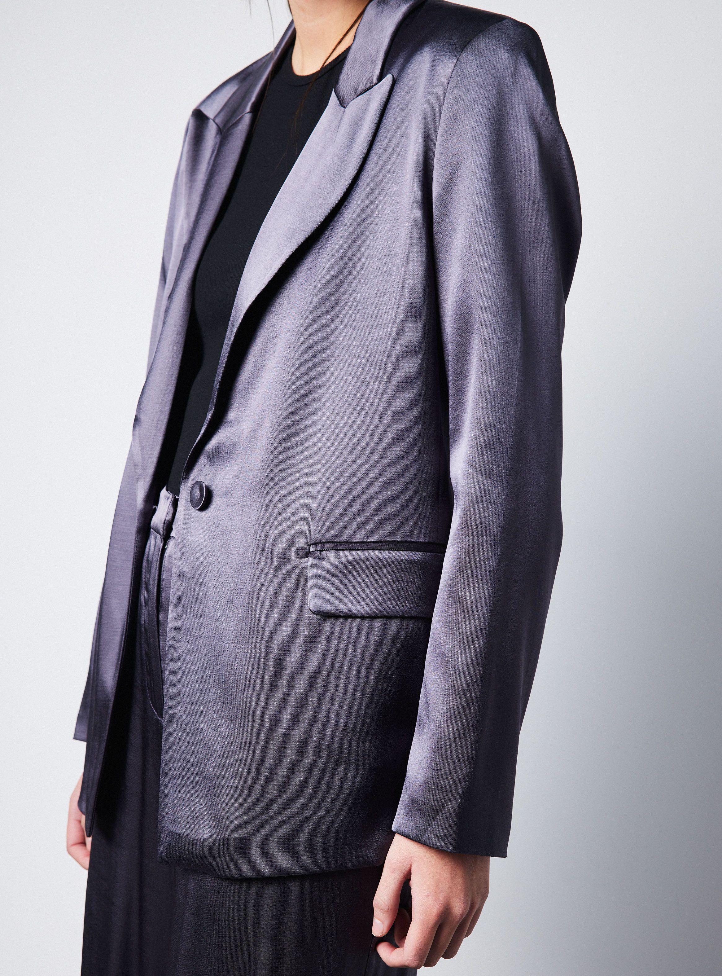 Blazer Traje Botón Frontal Satín-3