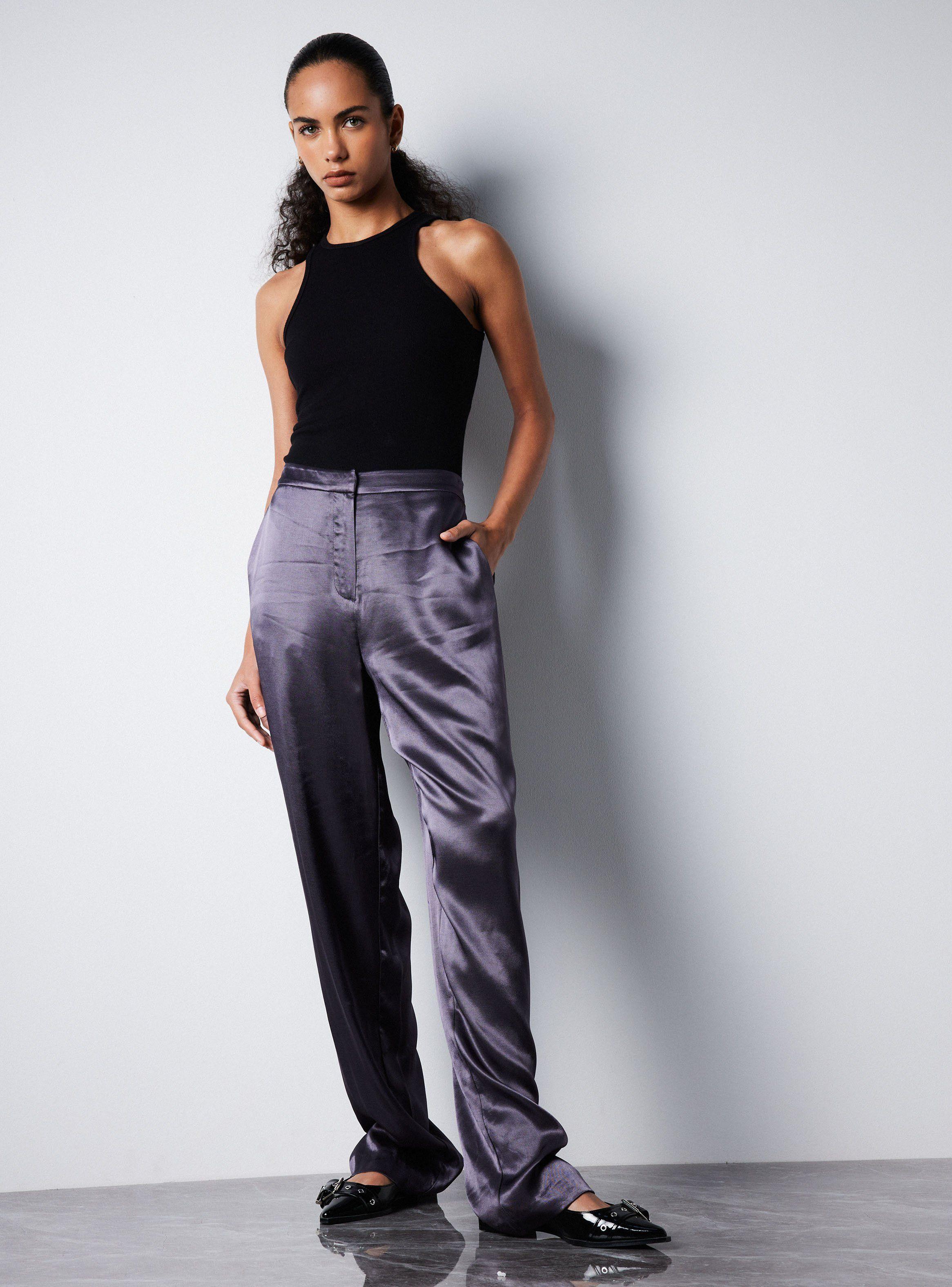 Pantalón Traje Recto Satín-4