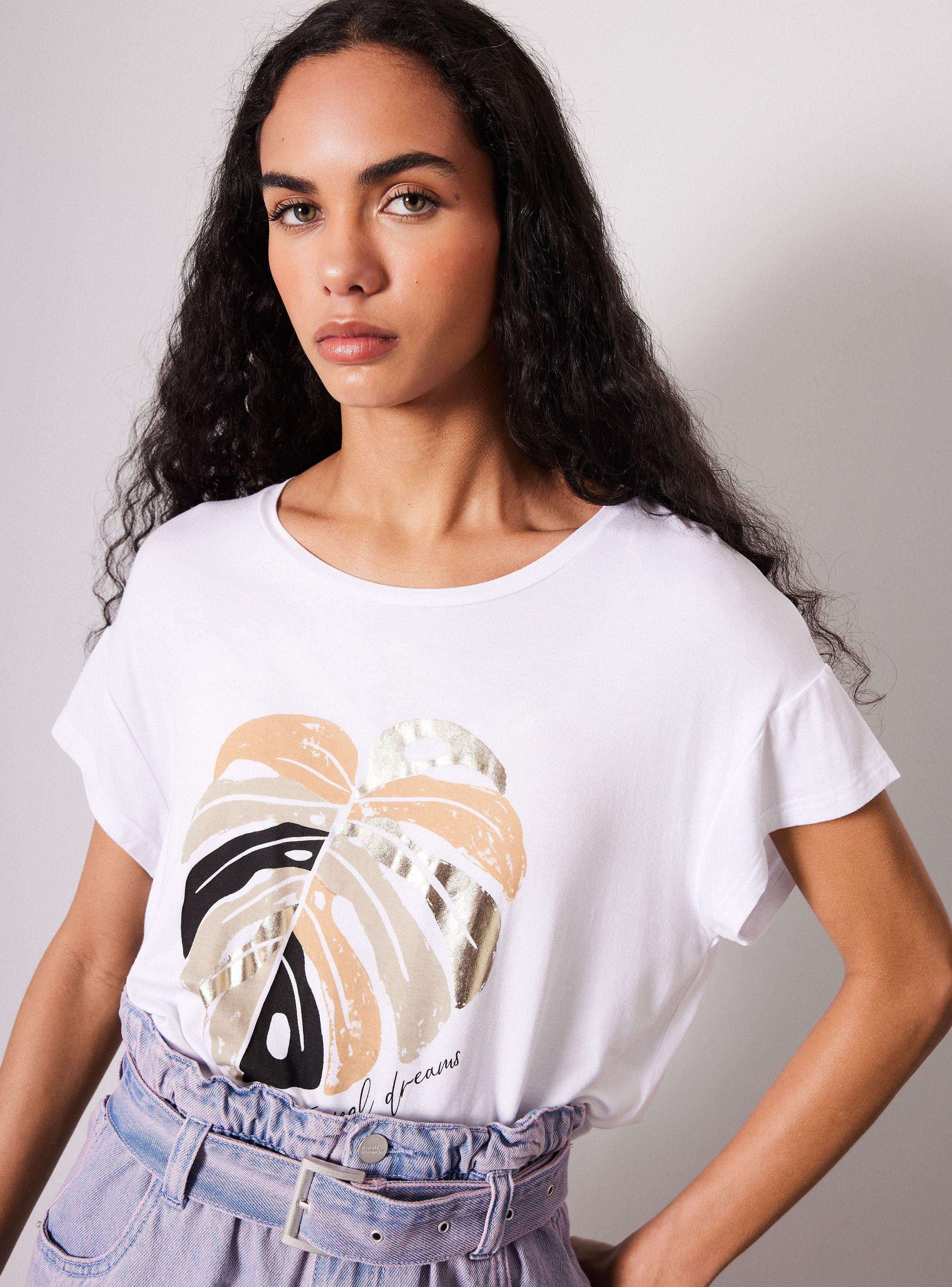 Polera Fluida Manga Corta Estampado Frontal-2