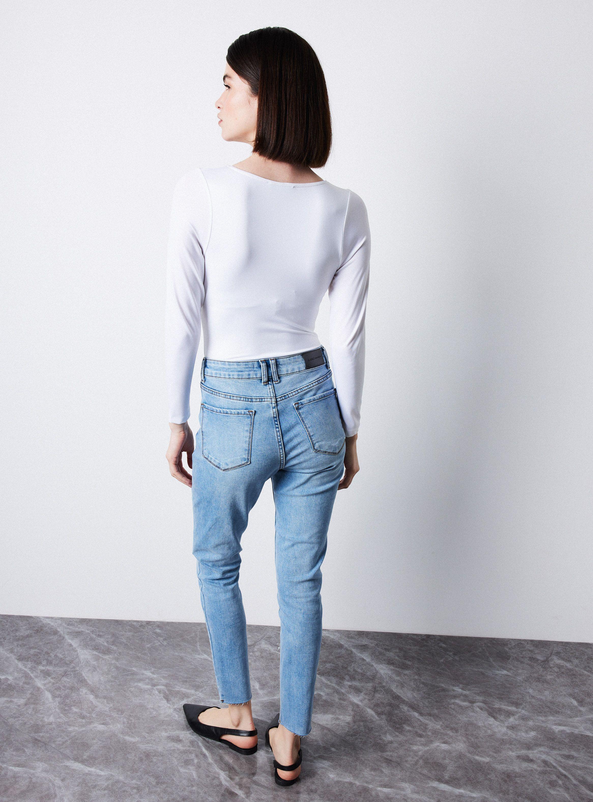Polera Body Manga Larga Escote V-5