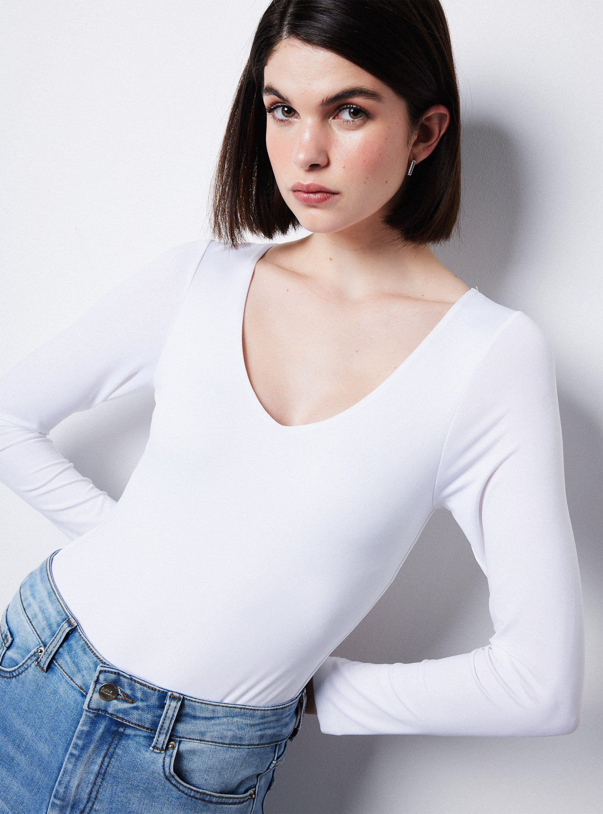 Polera Body Manga Larga Escote V-3